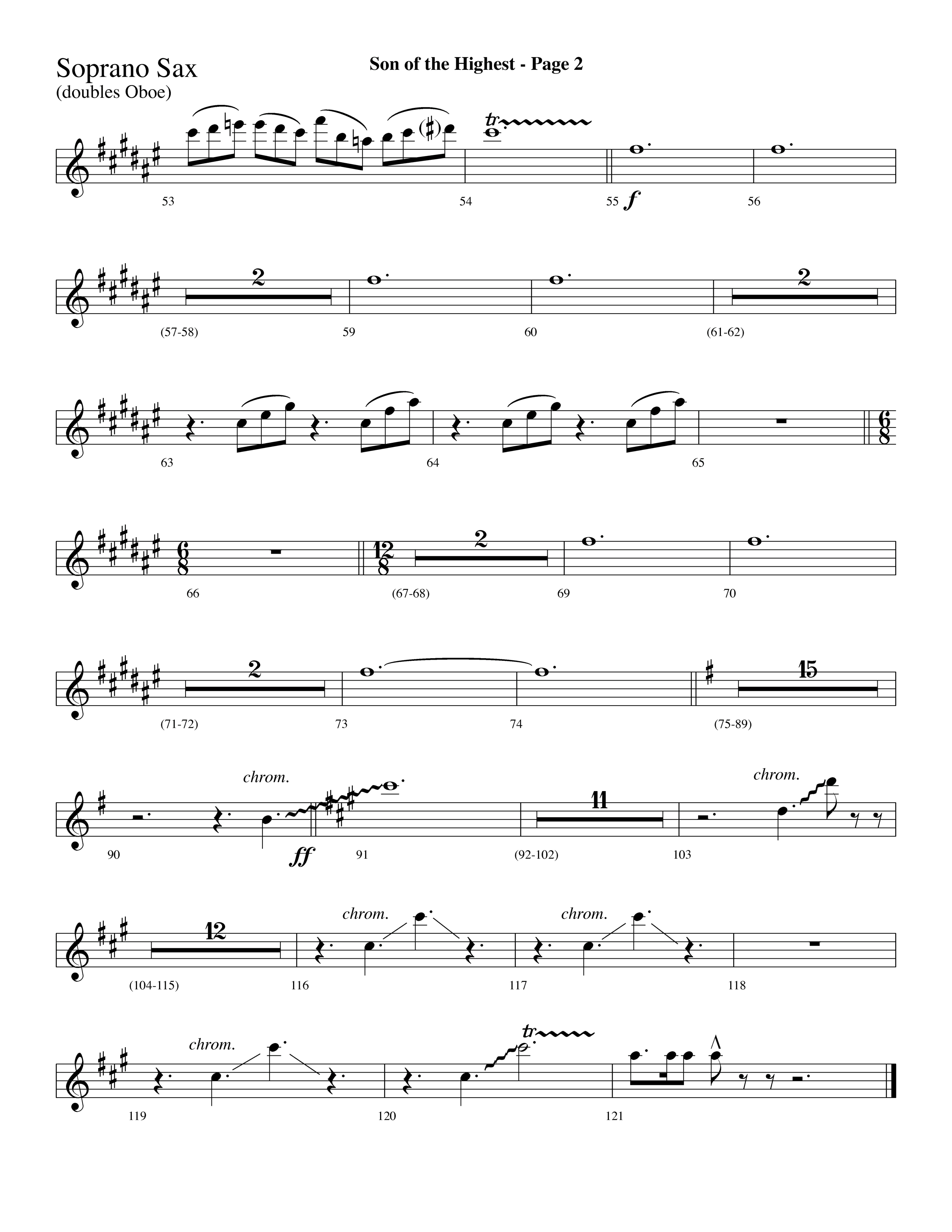 Son Of The Highest (with Righteous And Eternal One, Joyful Joyful We Adore Thee, O Come Let Us Adore (Choral Anthem SATB) Soprano Sax (Lifeway Choral / Arr. Dave Williamson)