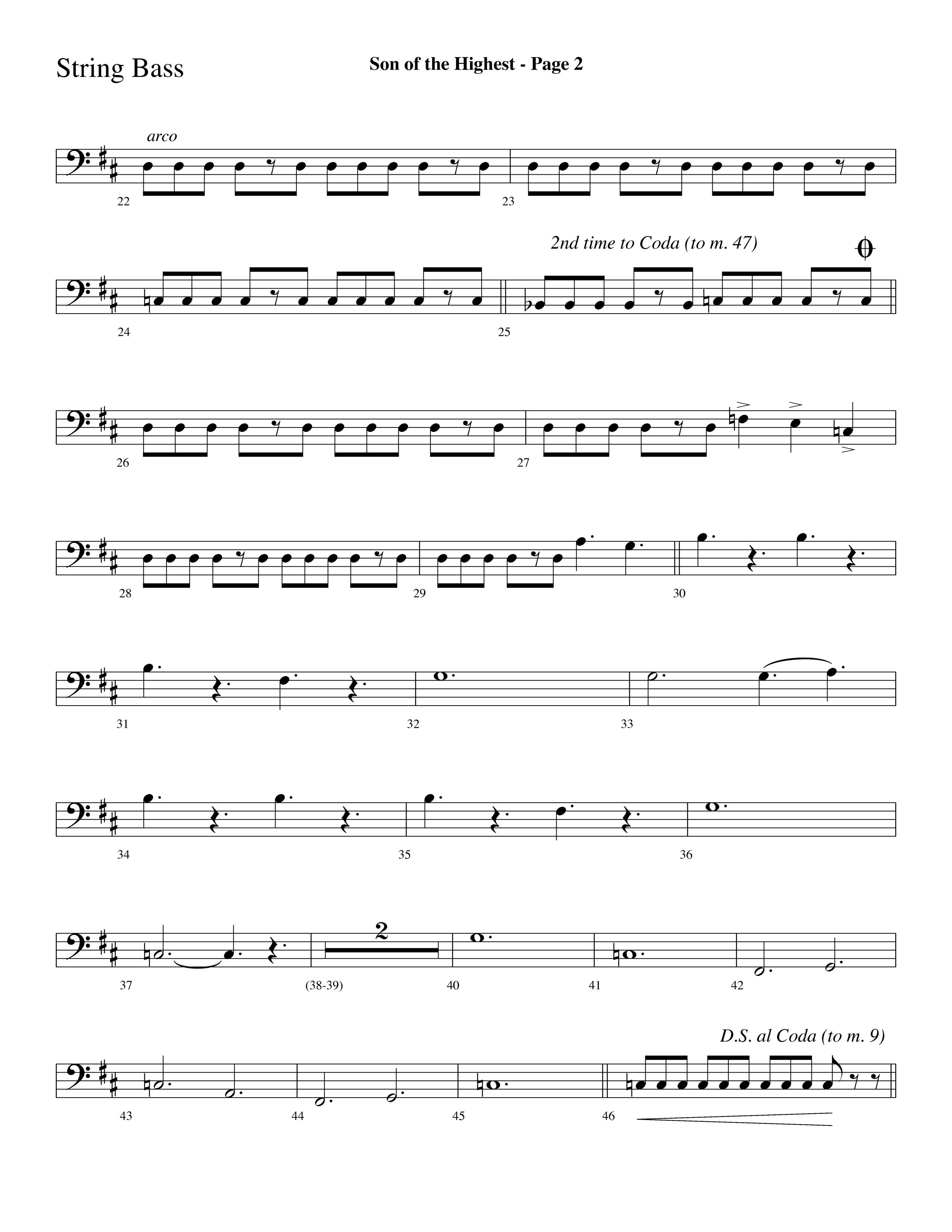 Son Of The Highest (with Righteous And Eternal One, Joyful Joyful We Adore Thee, O Come Let Us Adore (Choral Anthem SATB) String Bass (Lifeway Choral / Arr. Dave Williamson)