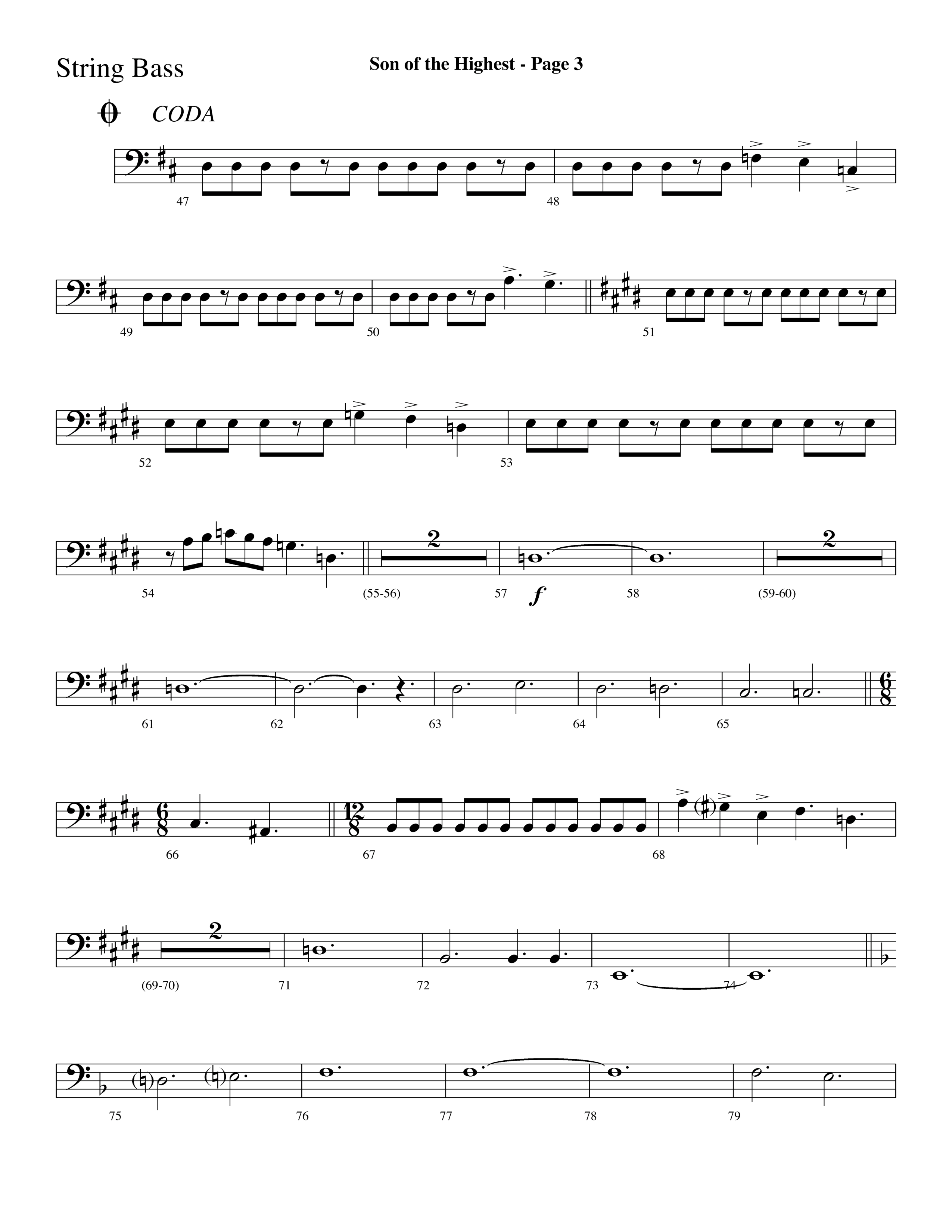Son Of The Highest (with Righteous And Eternal One, Joyful Joyful We Adore Thee, O Come Let Us Adore (Choral Anthem SATB) String Bass (Lifeway Choral / Arr. Dave Williamson)