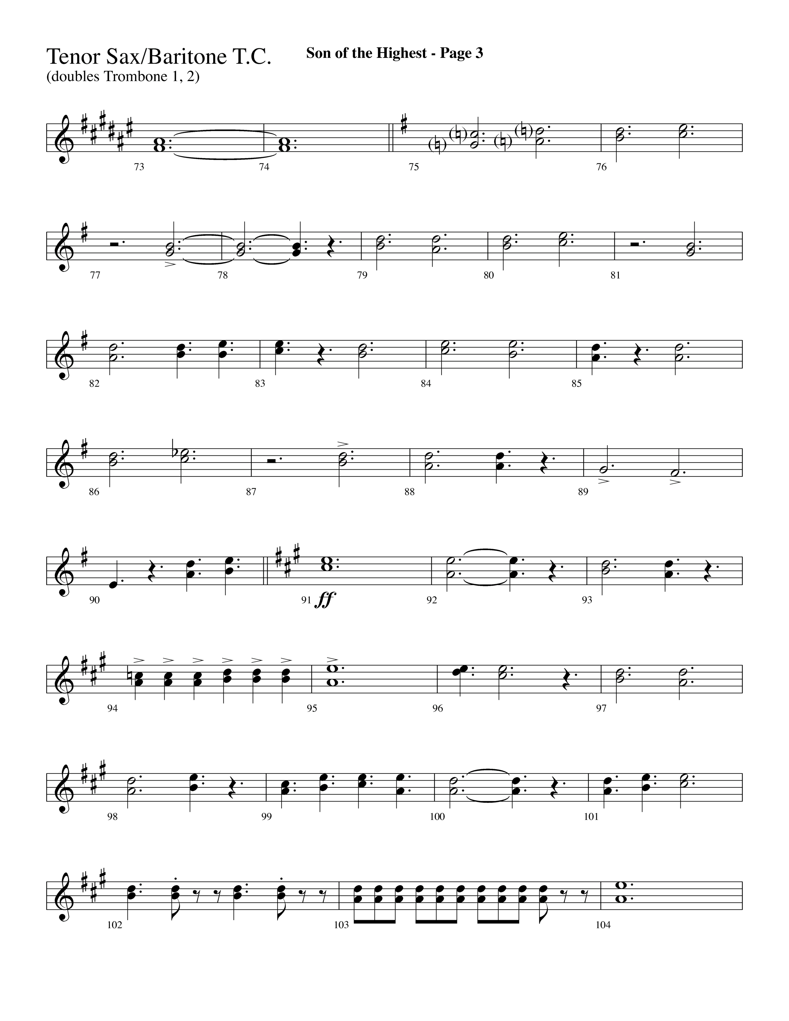 Son Of The Highest (with Righteous And Eternal One, Joyful Joyful We Adore Thee, O Come Let Us Adore (Choral Anthem SATB) Tenor Sax/Baritone T.C. (Lifeway Choral / Arr. Dave Williamson)