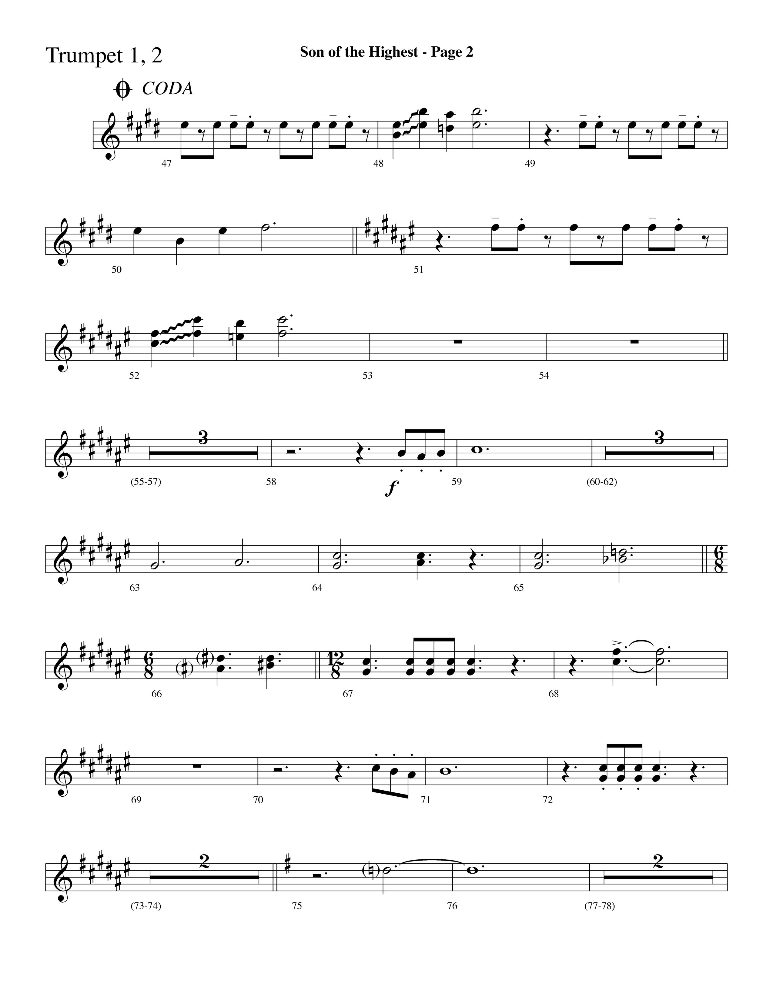 Son Of The Highest (with Righteous And Eternal One, Joyful Joyful We Adore Thee, O Come Let Us Adore (Choral Anthem SATB) Trumpet 1,2 (Lifeway Choral / Arr. Dave Williamson)