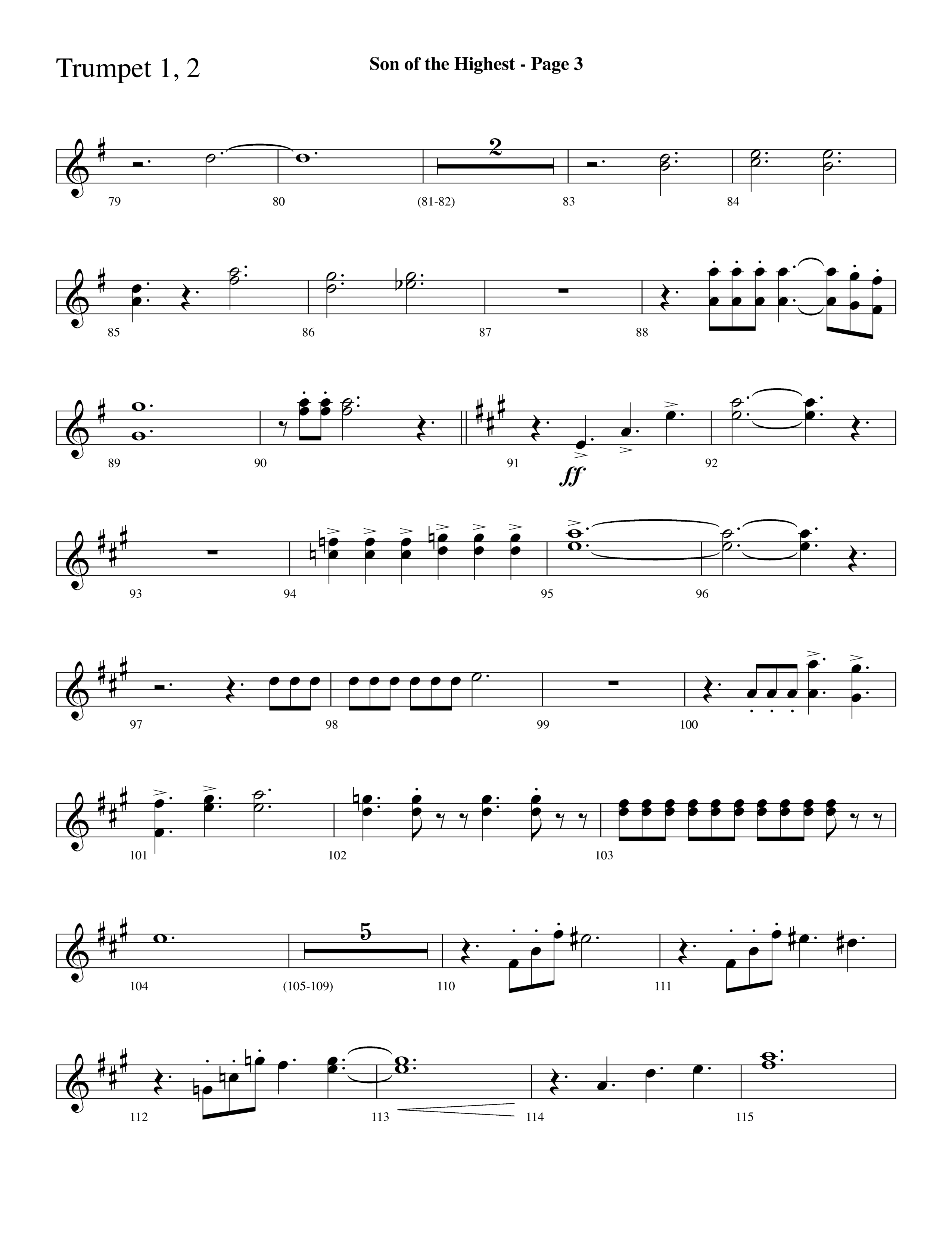 Son Of The Highest (with Righteous And Eternal One, Joyful Joyful We Adore Thee, O Come Let Us Adore (Choral Anthem SATB) Trumpet 1,2 (Lifeway Choral / Arr. Dave Williamson)