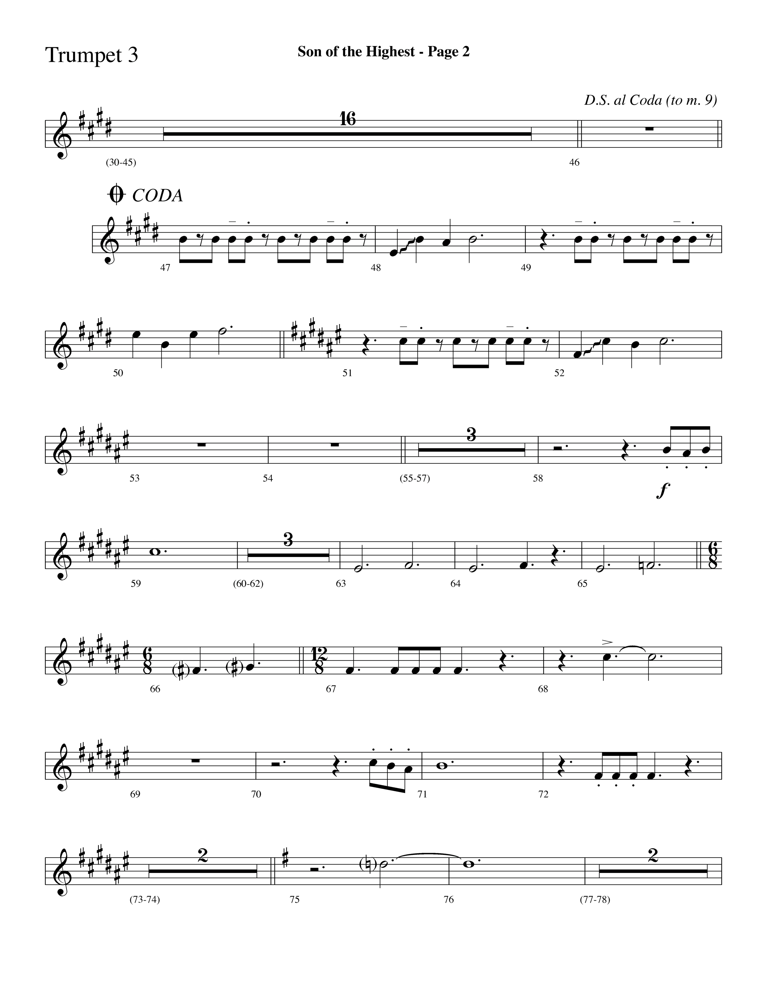 Son Of The Highest (with Righteous And Eternal One, Joyful Joyful We Adore Thee, O Come Let Us Adore (Choral Anthem SATB) Trumpet 3 (Lifeway Choral / Arr. Dave Williamson)