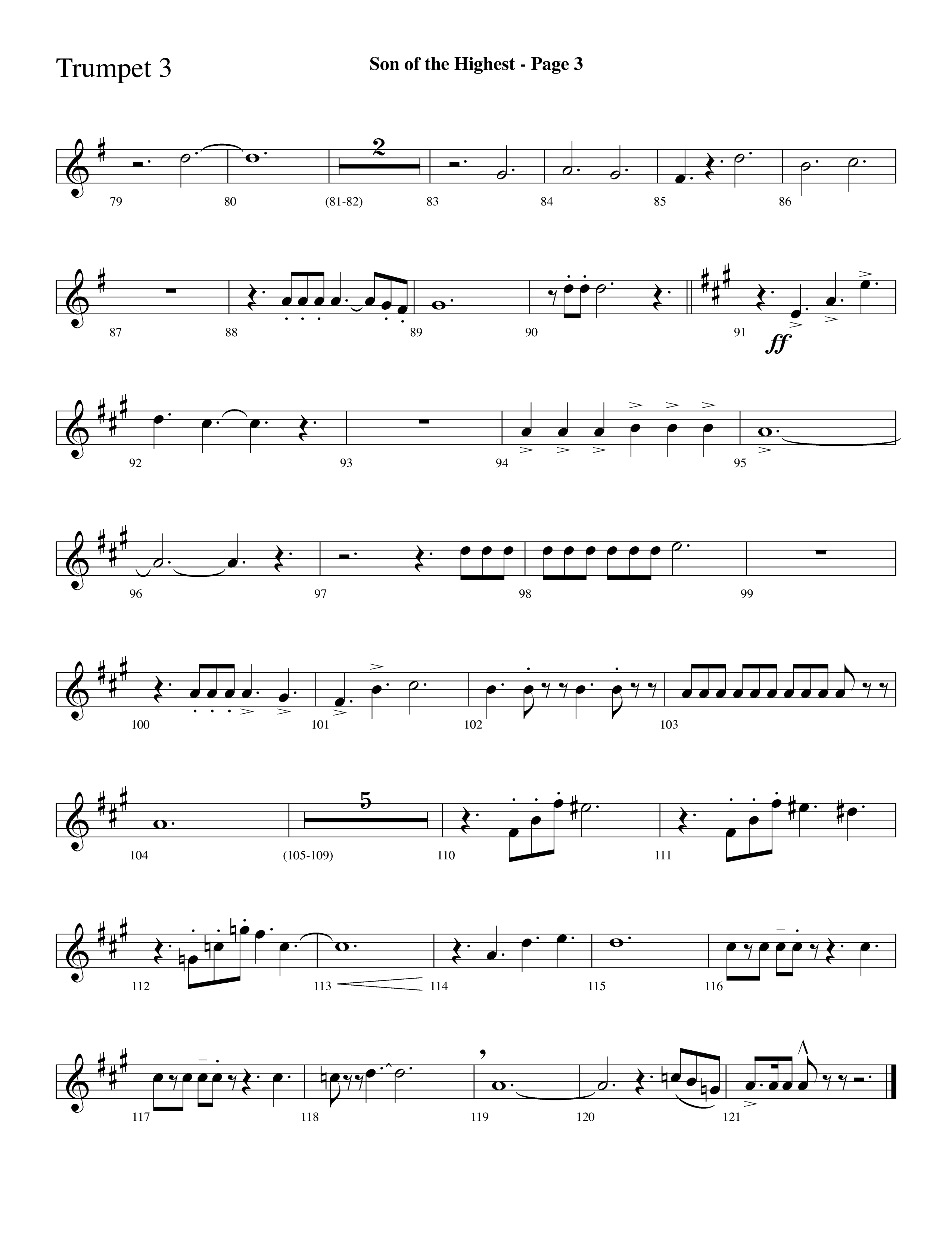 Son Of The Highest (with Righteous And Eternal One, Joyful Joyful We Adore Thee, O Come Let Us Adore (Choral Anthem SATB) Trumpet 3 (Lifeway Choral / Arr. Dave Williamson)