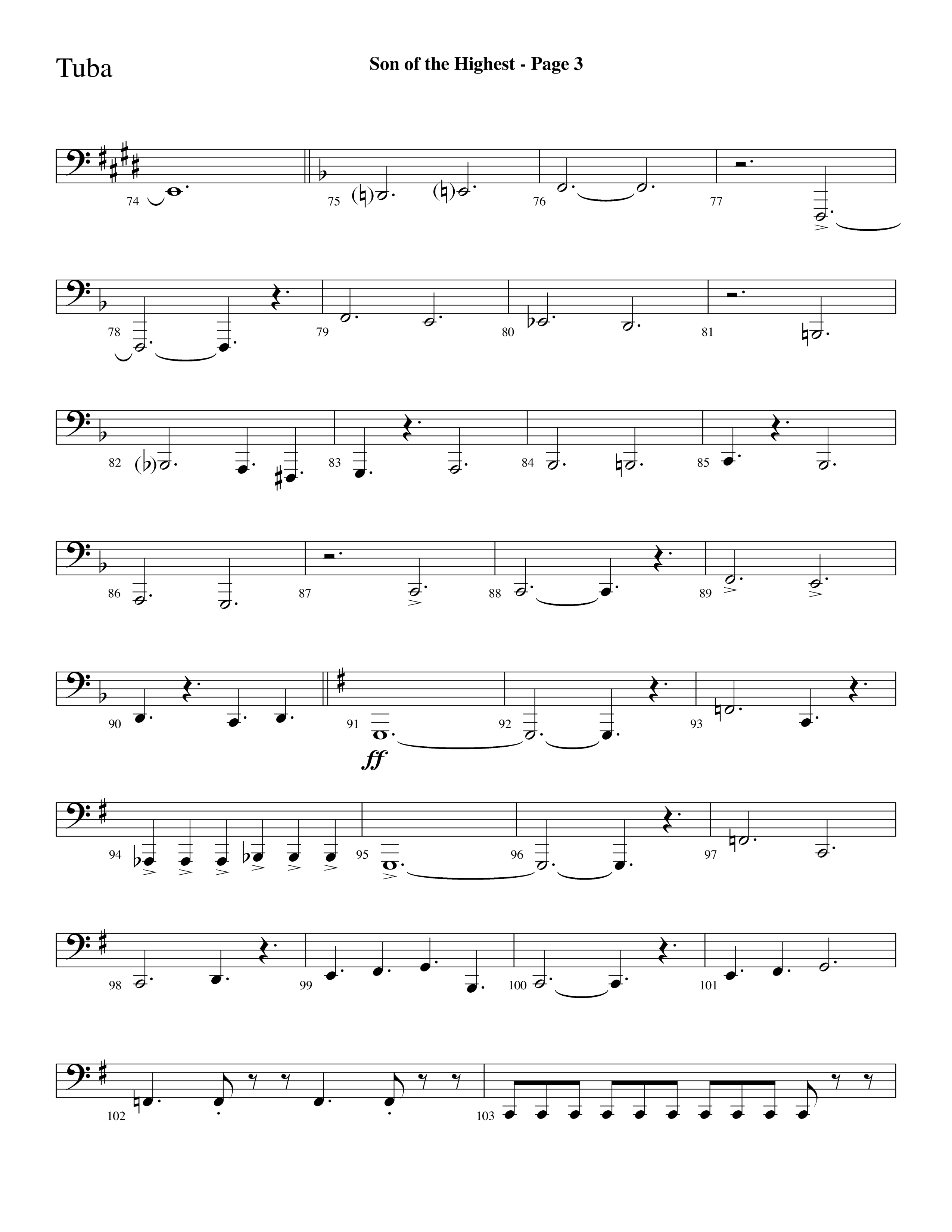 Son Of The Highest (with Righteous And Eternal One, Joyful Joyful We Adore Thee, O Come Let Us Adore (Choral Anthem SATB) Tuba (Lifeway Choral / Arr. Dave Williamson)