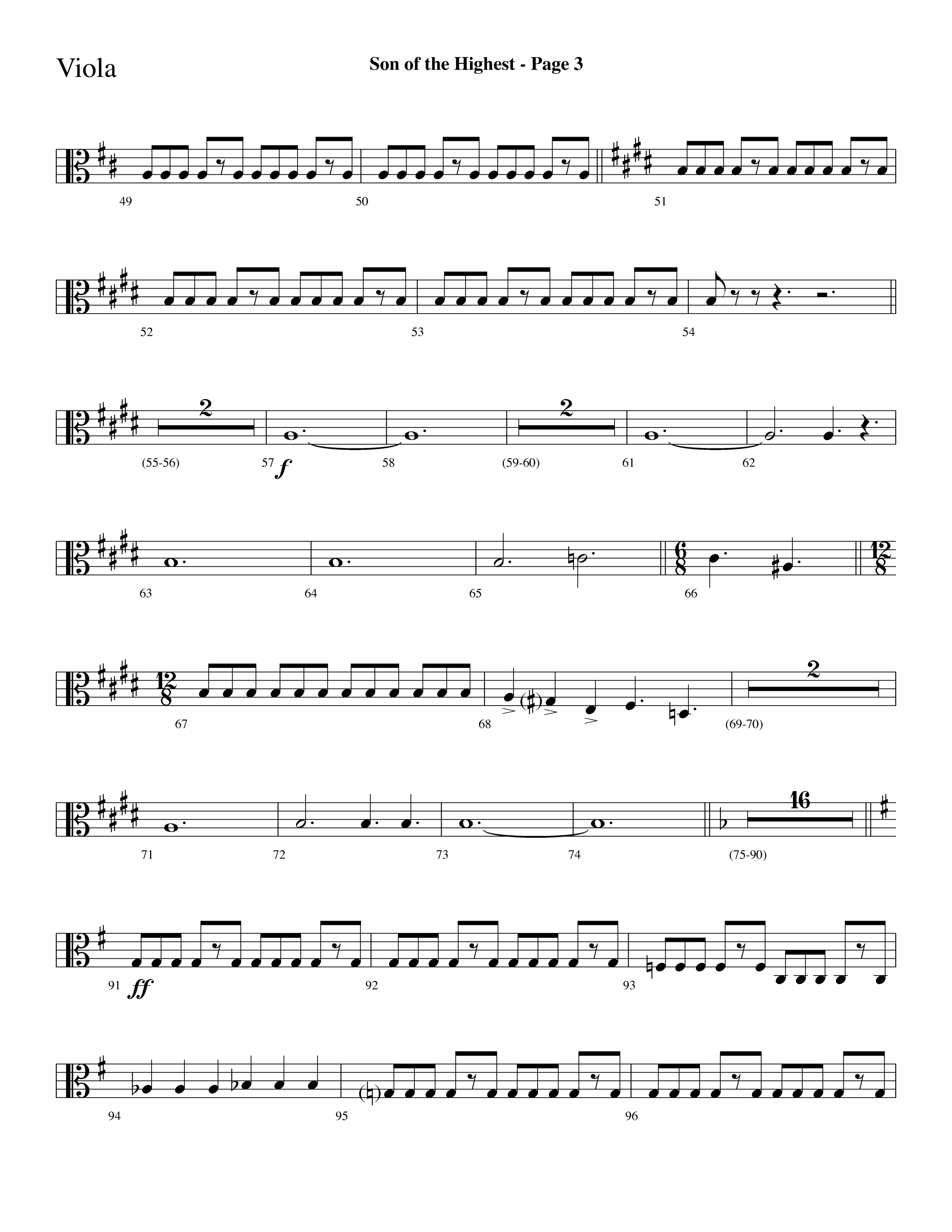 Son Of The Highest (with Righteous And Eternal One, Joyful Joyful We Adore Thee, O Come Let Us Adore (Choral Anthem SATB) Viola (Lifeway Choral / Arr. Dave Williamson)