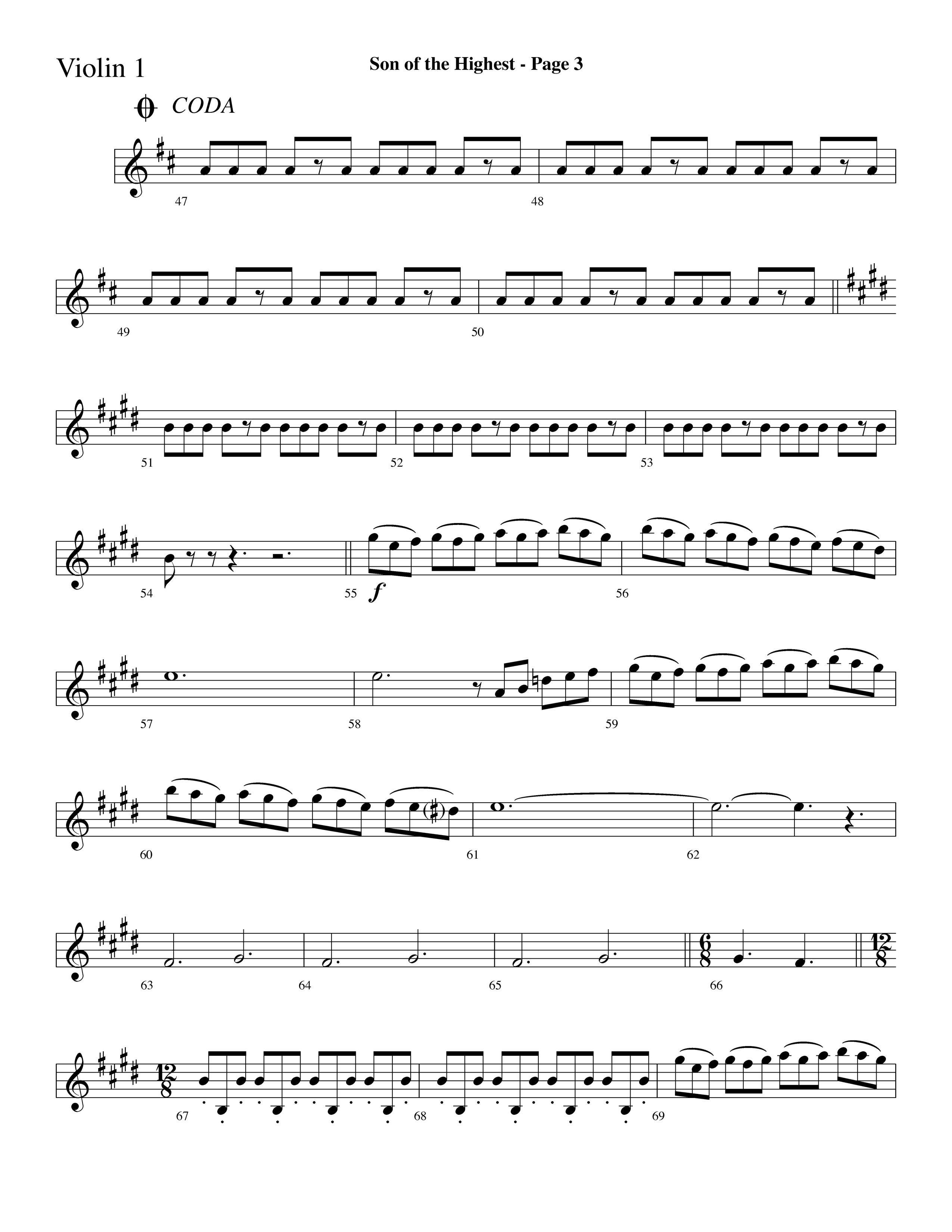 Son Of The Highest (with Righteous And Eternal One, Joyful Joyful We Adore Thee, O Come Let Us Adore (Choral Anthem SATB) Violin 1 (Lifeway Choral / Arr. Dave Williamson)