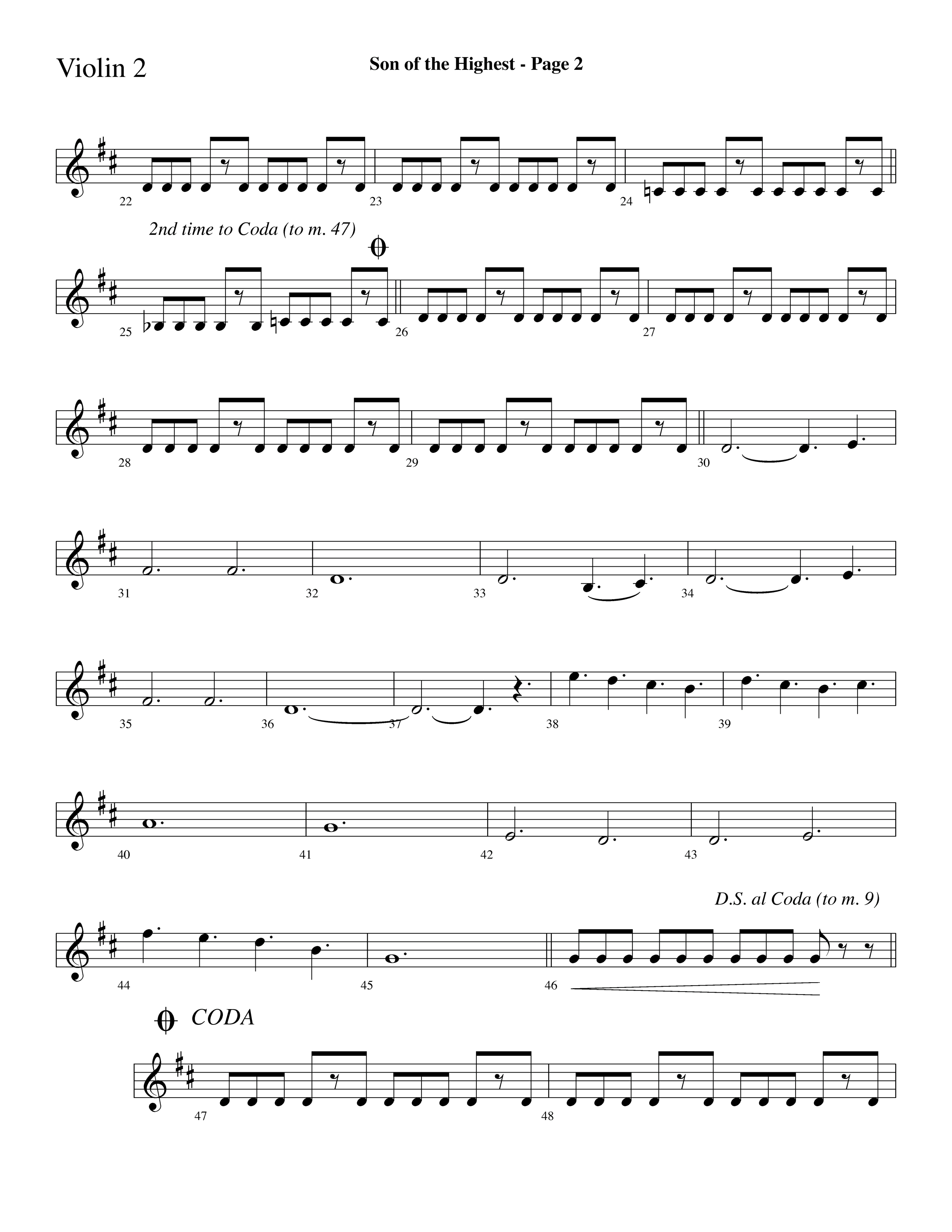 Son Of The Highest (with Righteous And Eternal One, Joyful Joyful We Adore Thee, O Come Let Us Adore (Choral Anthem SATB) Violin 2 (Lifeway Choral / Arr. Dave Williamson)