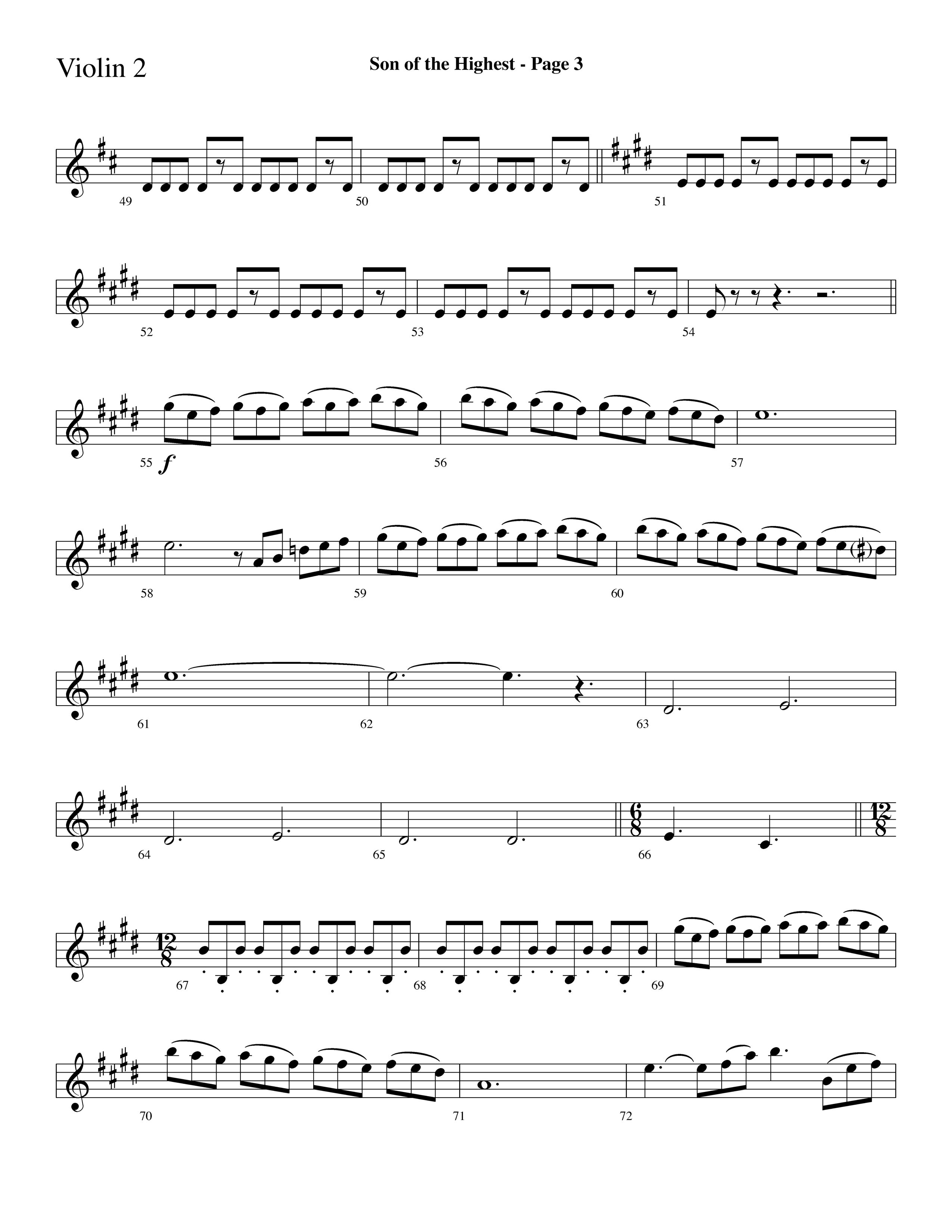 Son Of The Highest (with Righteous And Eternal One, Joyful Joyful We Adore Thee, O Come Let Us Adore (Choral Anthem SATB) Violin 2 (Lifeway Choral / Arr. Dave Williamson)