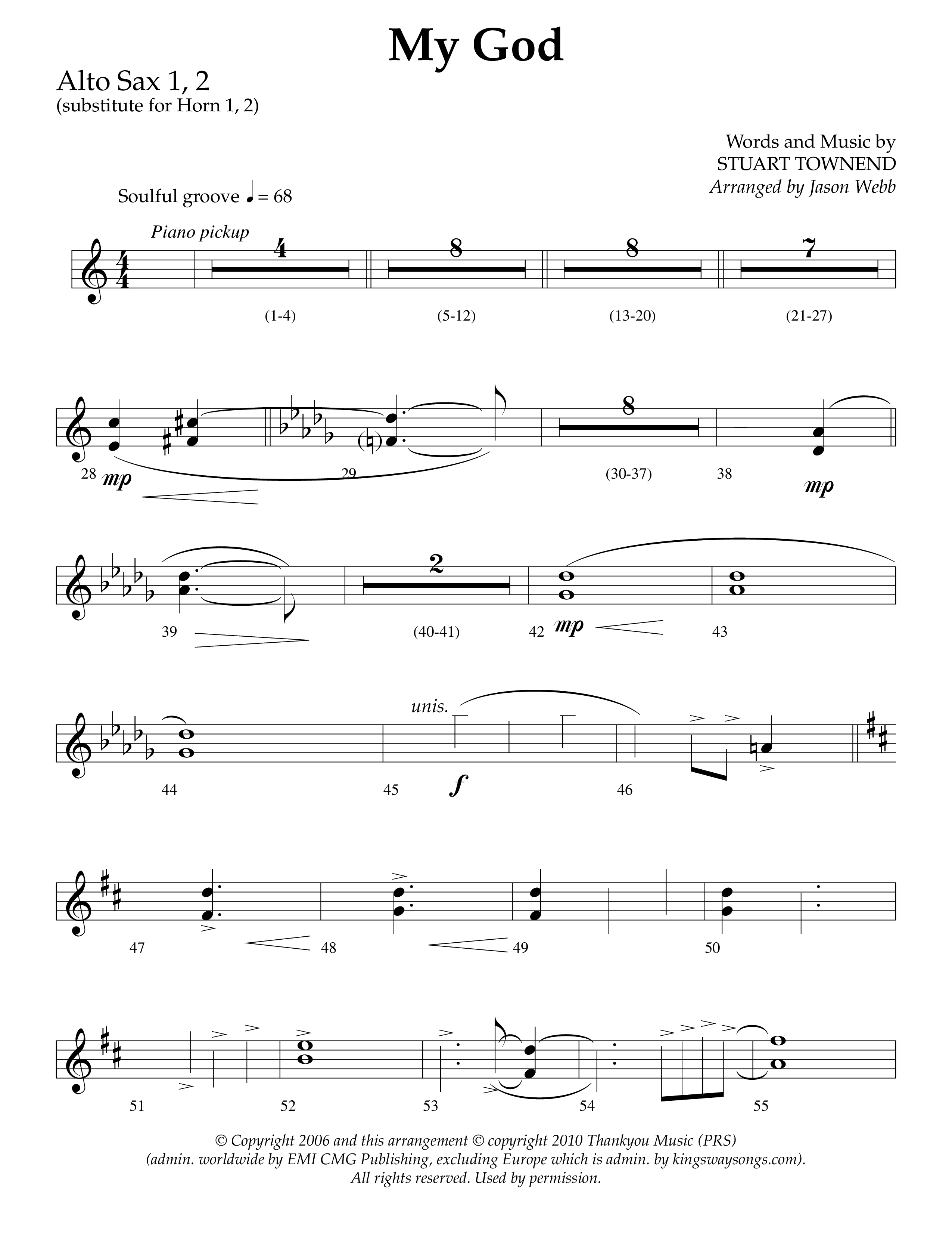 My God (Choral Anthem SATB) Alto Sax 1/2 (Lifeway Choral / Arr. Jason Webb)