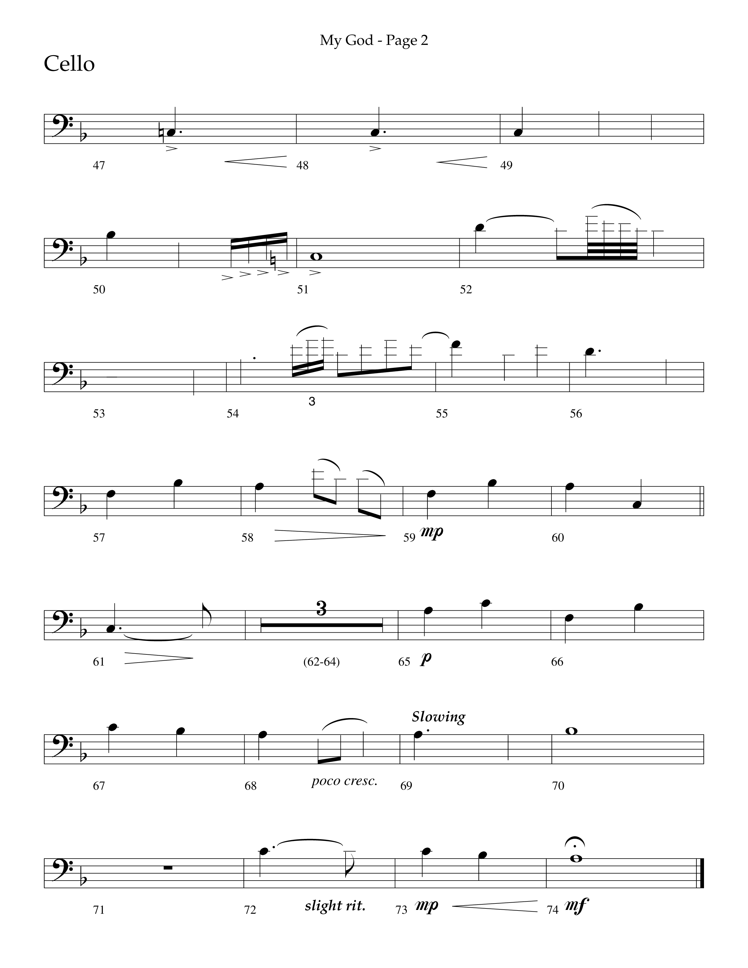 My God (Choral Anthem SATB) Cello (Lifeway Choral / Arr. Jason Webb)