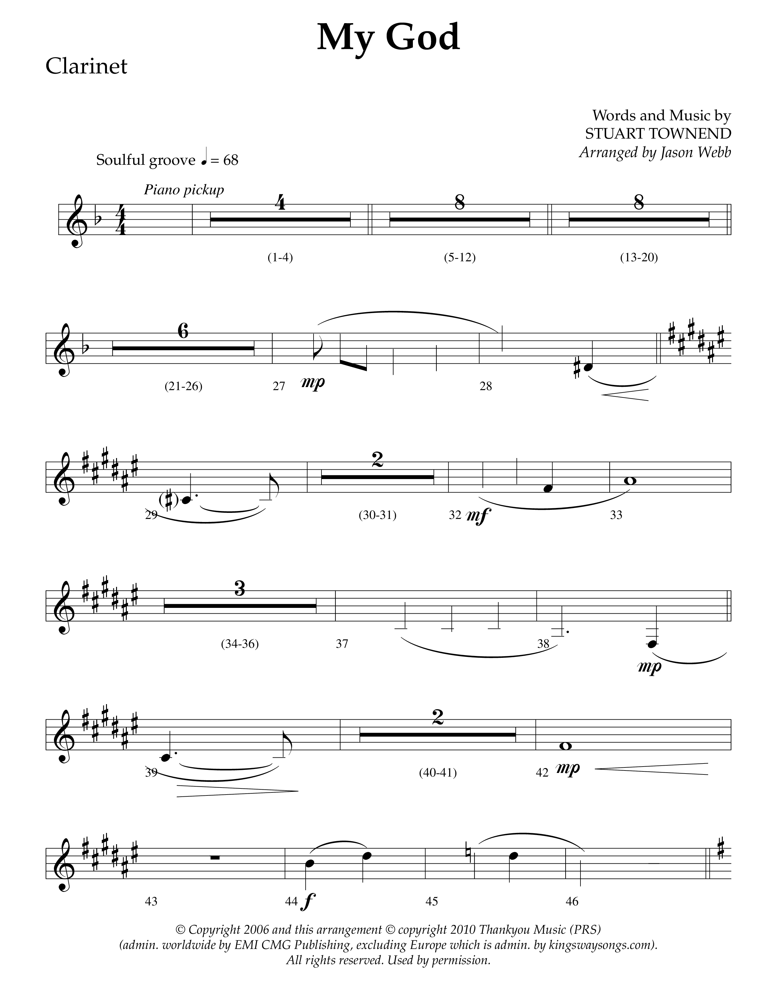 My God (Choral Anthem SATB) Clarinet 1/2 (Lifeway Choral / Arr. Jason Webb)