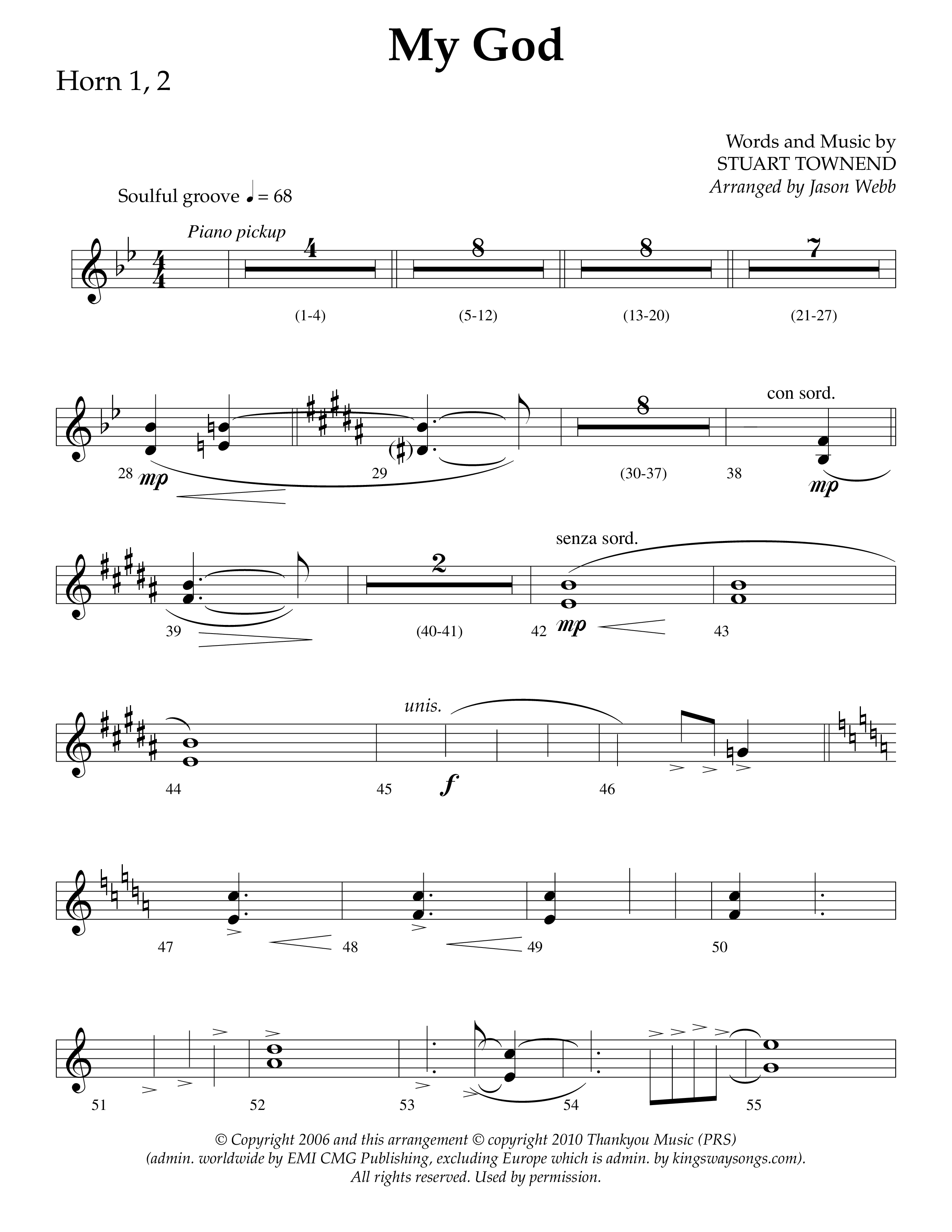 My God (Choral Anthem SATB) French Horn 1/2 (Lifeway Choral / Arr. Jason Webb)