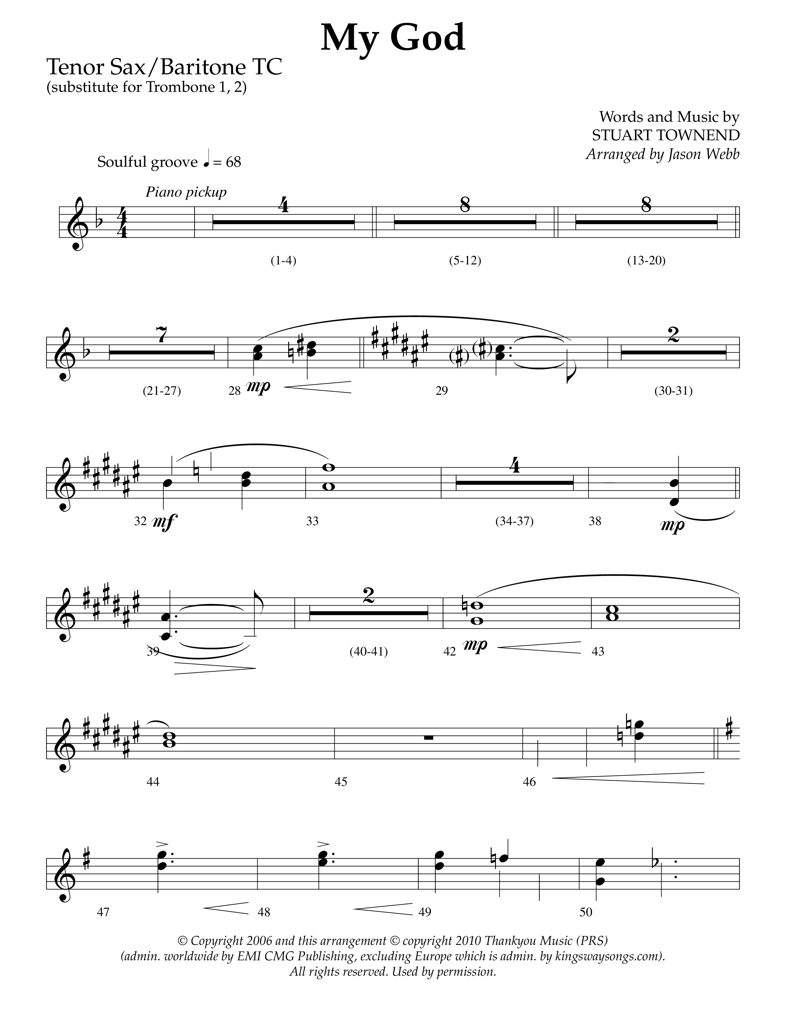 My God (Choral Anthem SATB) Tenor Sax/Baritone T.C. (Lifeway Choral / Arr. Jason Webb)