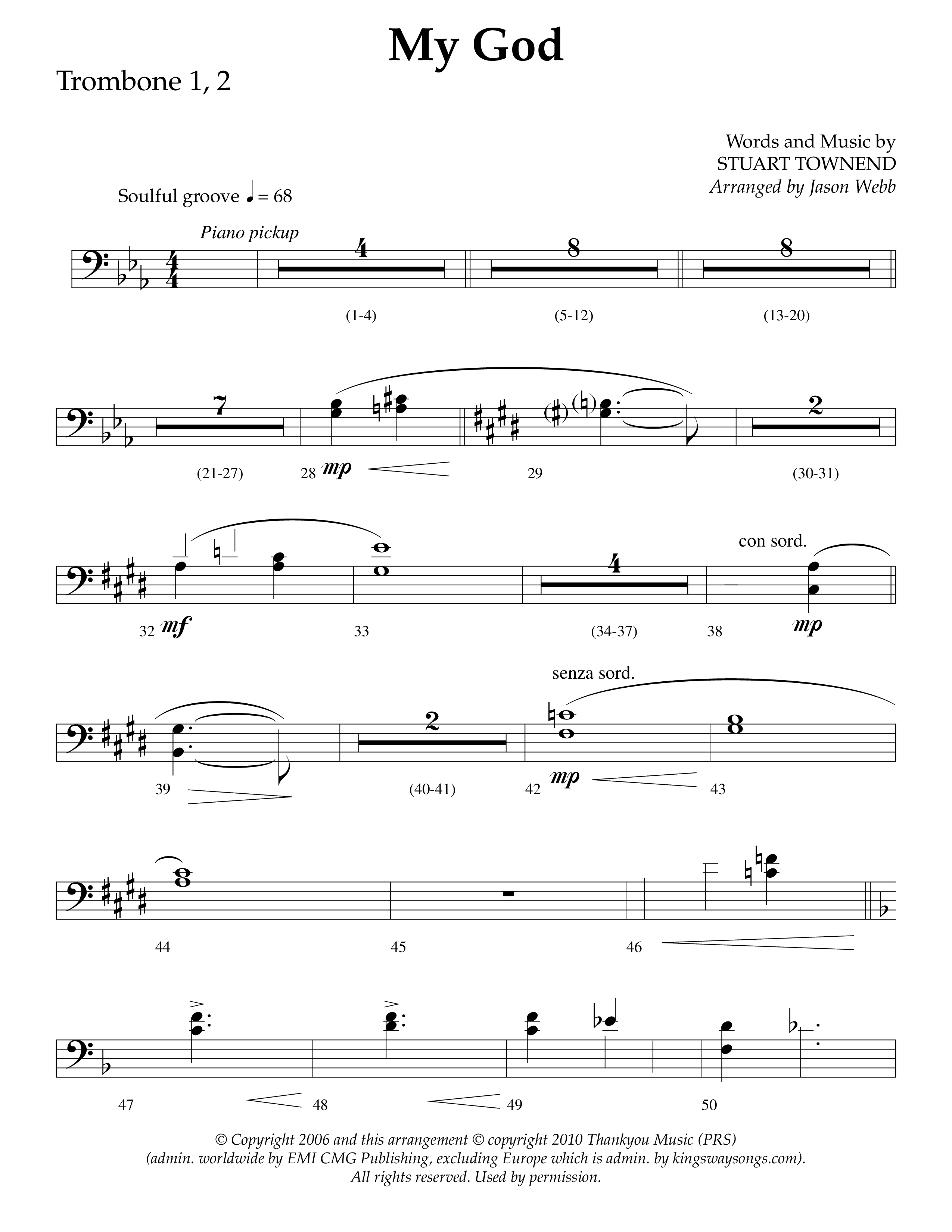 My God (Choral Anthem SATB) Trombone 1/2 (Lifeway Choral / Arr. Jason Webb)