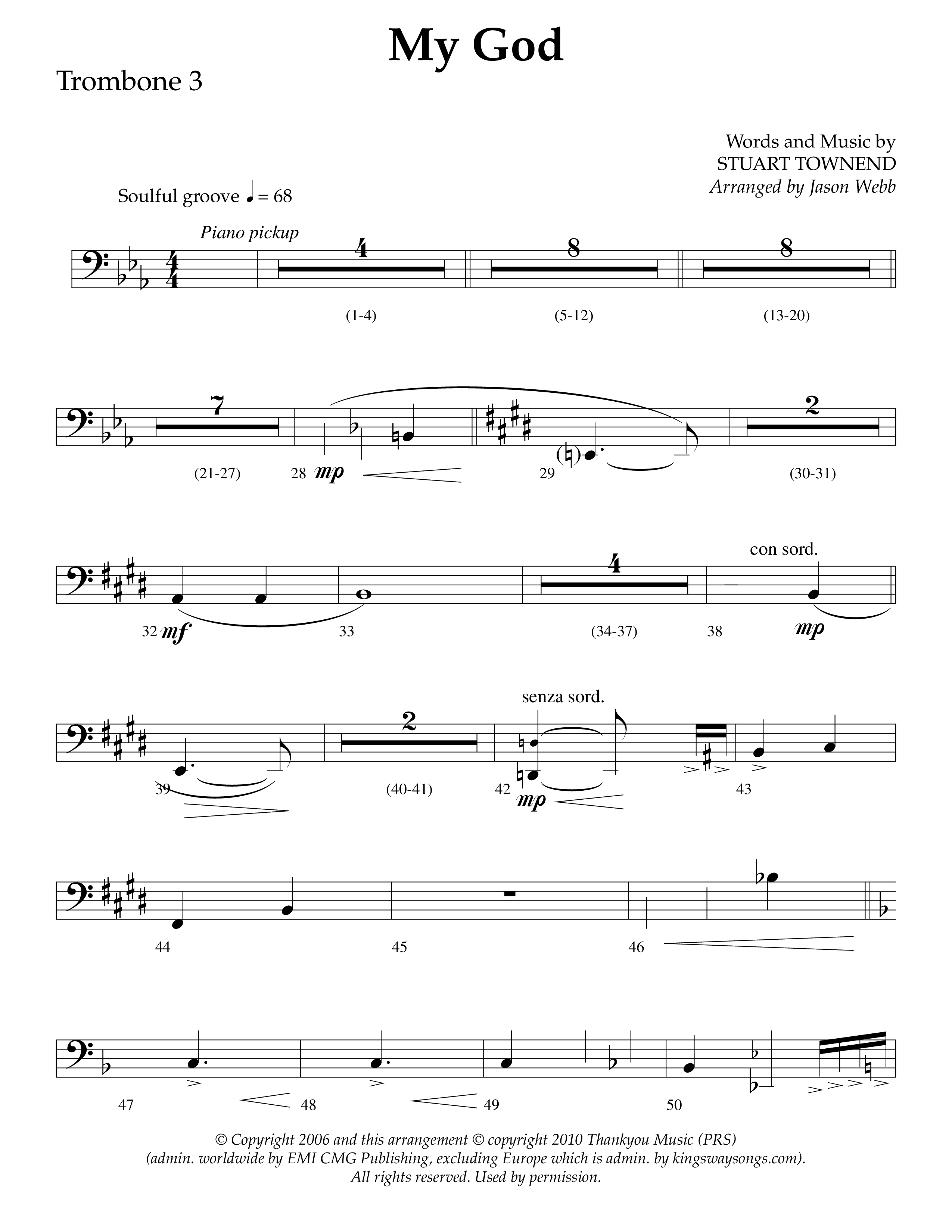 My God (Choral Anthem SATB) Trombone 3 (Lifeway Choral / Arr. Jason Webb)