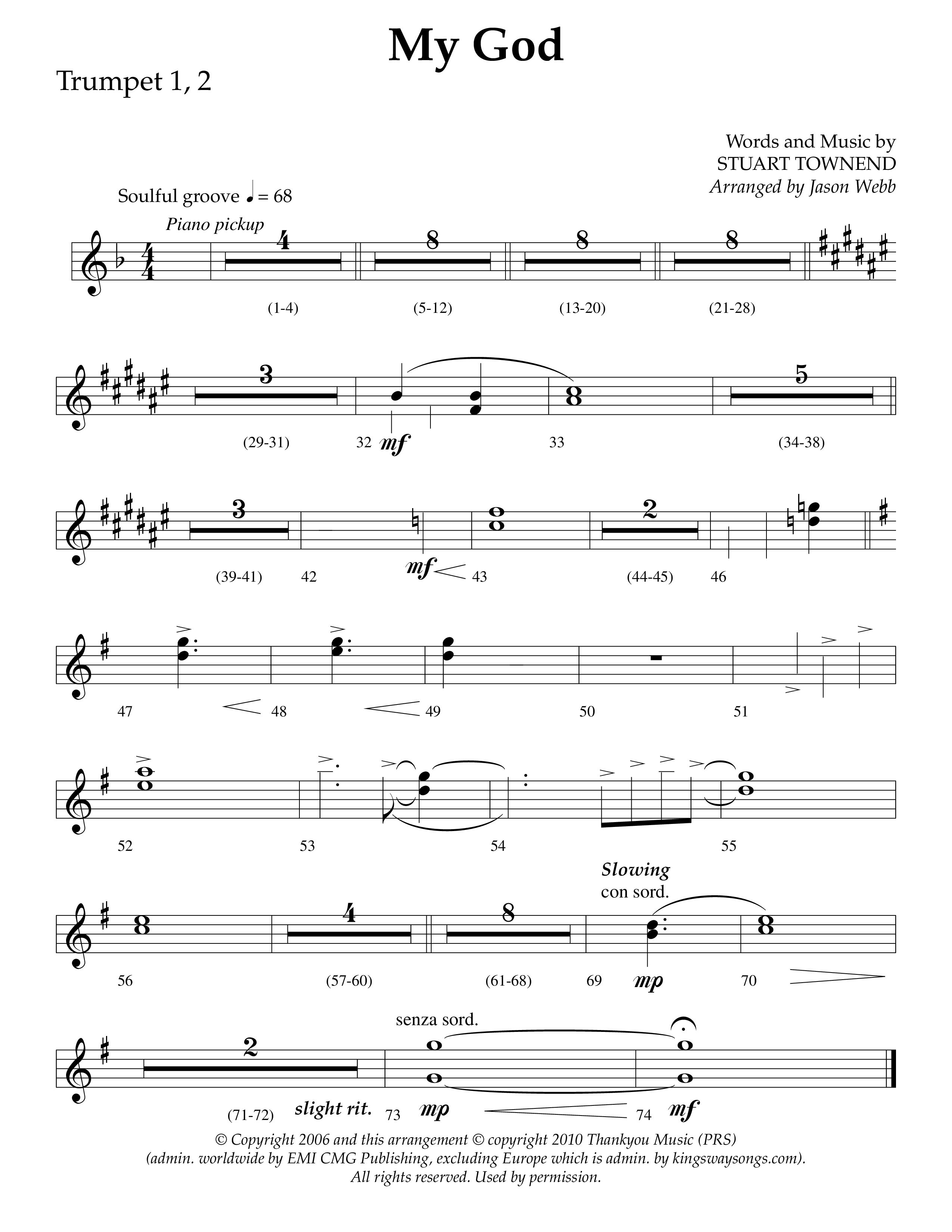My God (Choral Anthem SATB) Trumpet 1,2 (Lifeway Choral / Arr. Jason Webb)