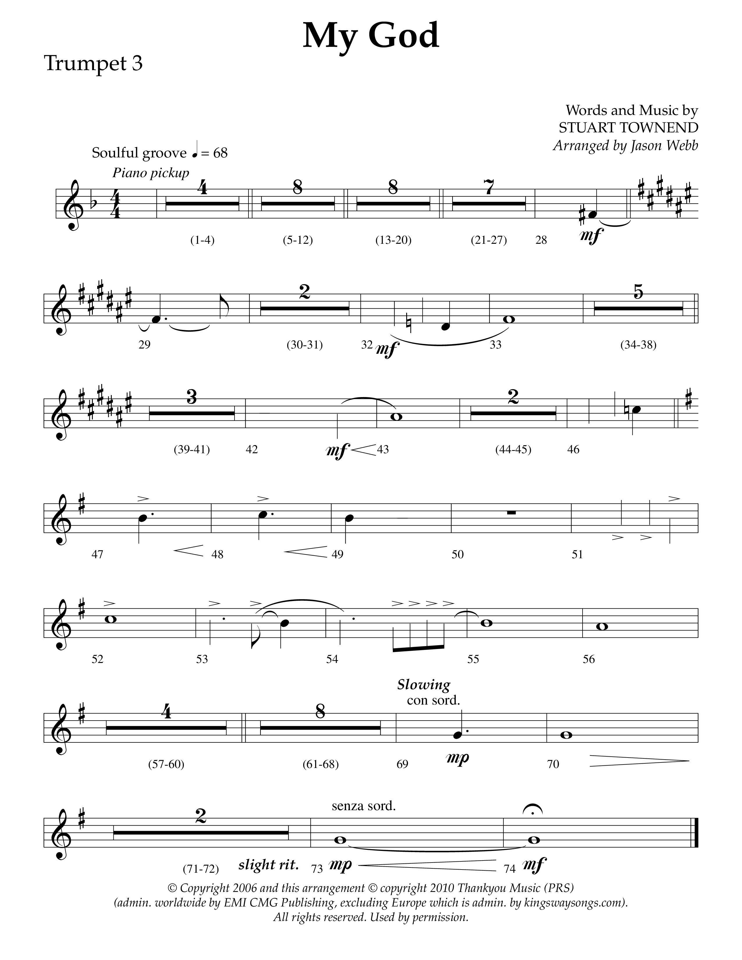 My God (Choral Anthem SATB) Trumpet 3 (Lifeway Choral / Arr. Jason Webb)