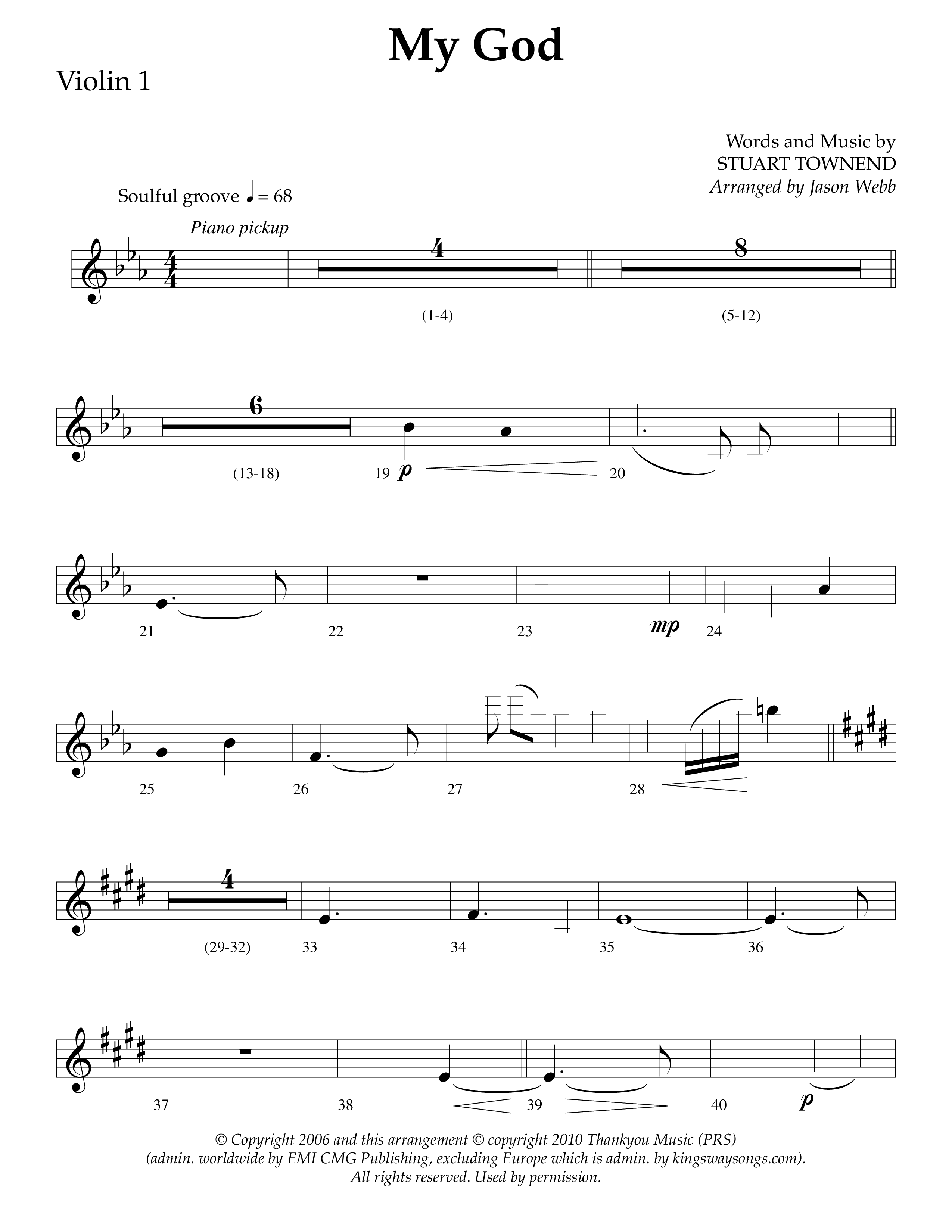 My God (Choral Anthem SATB) Violin 1 (Lifeway Choral / Arr. Jason Webb)