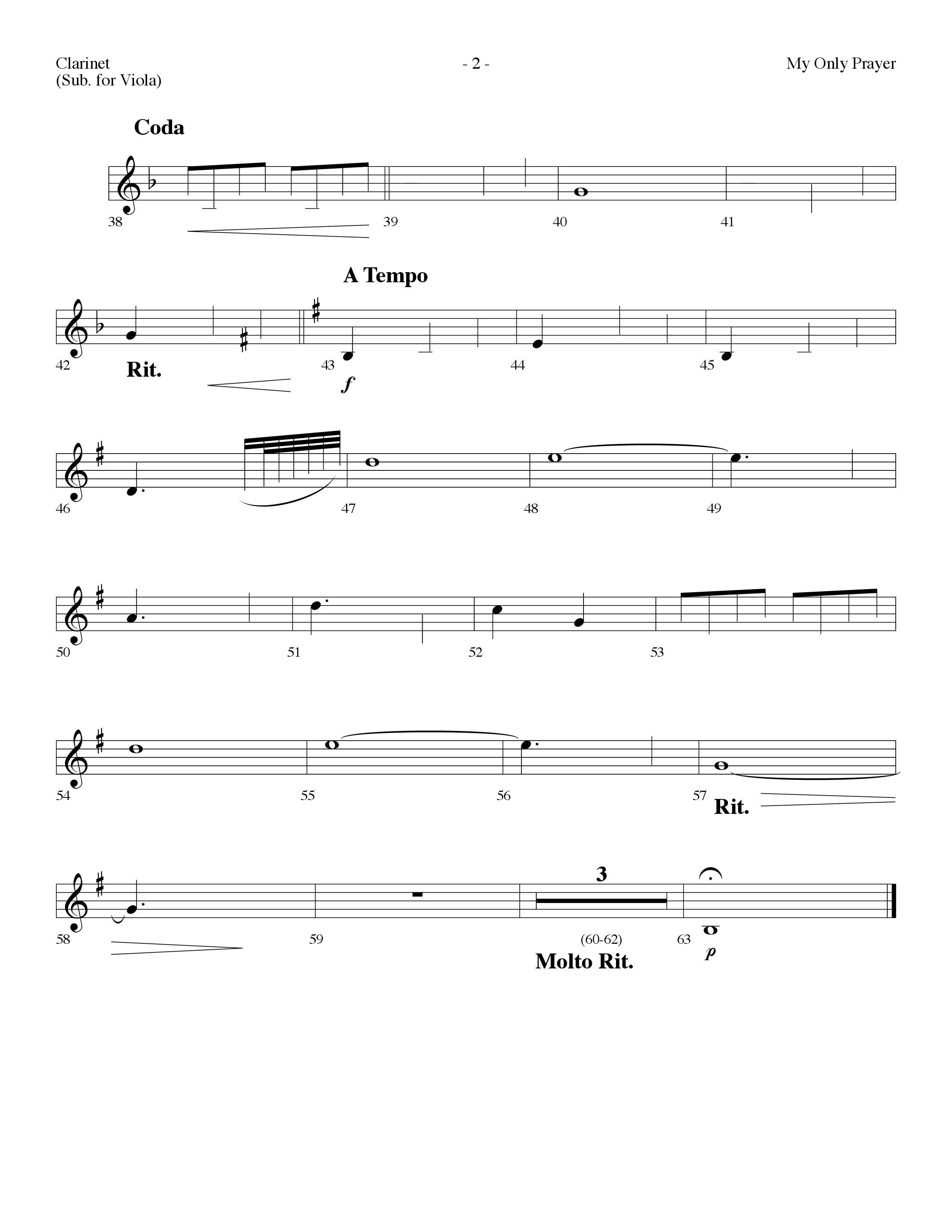 My Only Prayer (Choral Anthem SATB) Clarinet (Lifeway Choral / Arr. Dennis Allen)