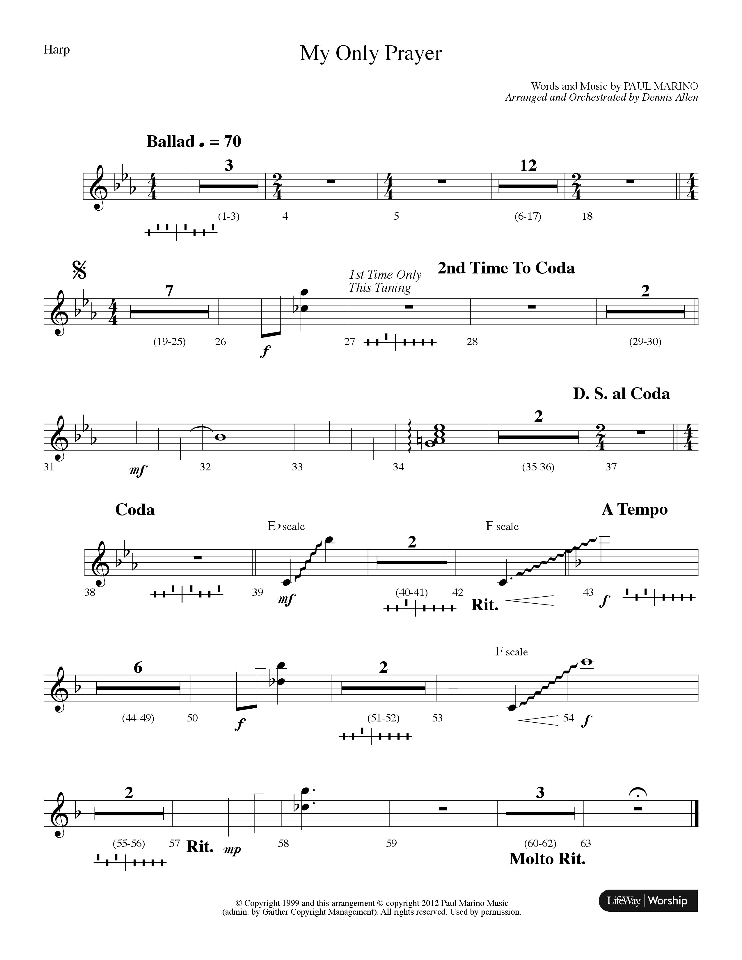 My Only Prayer (Choral Anthem SATB) Harp (Lifeway Choral / Arr. Dennis Allen)