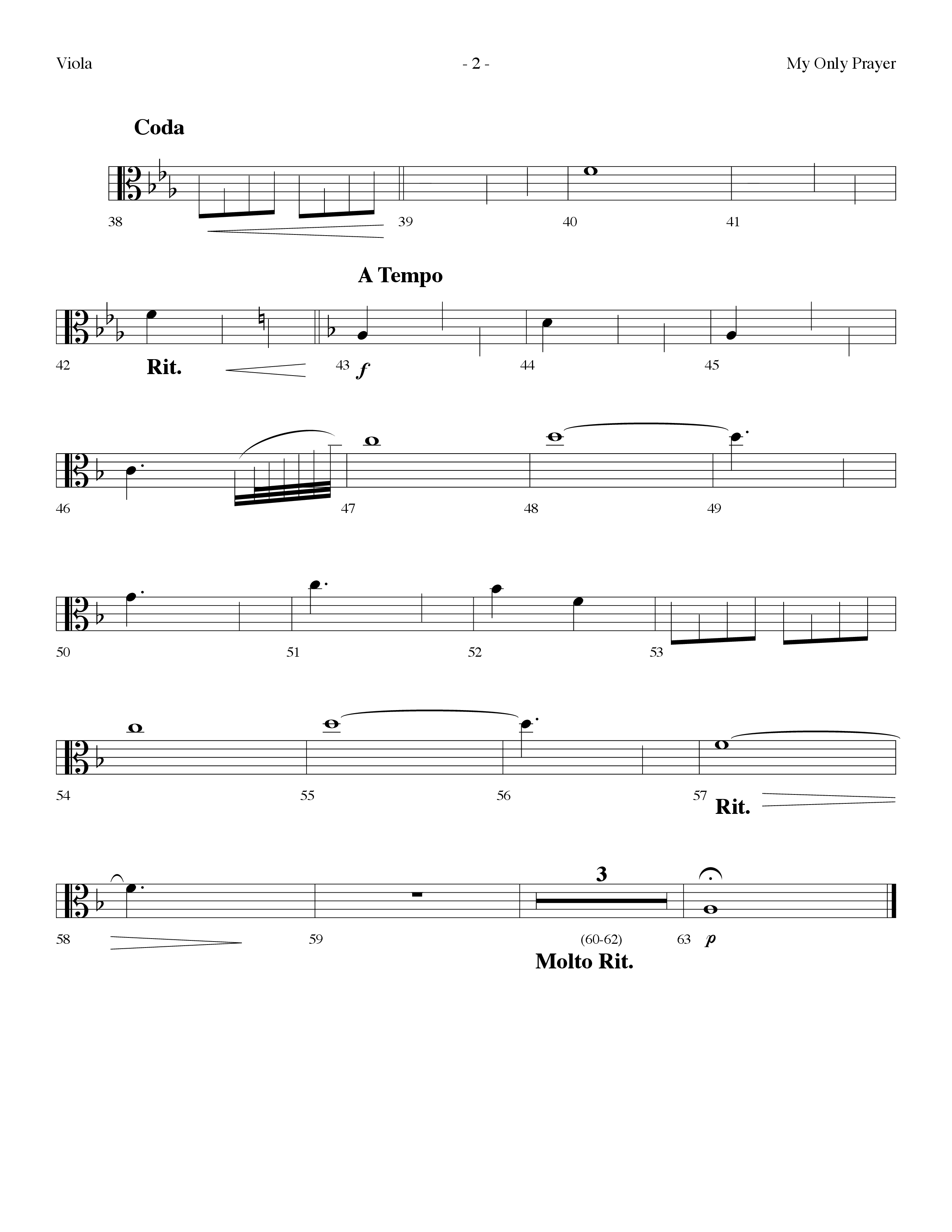 My Only Prayer (Choral Anthem SATB) Viola (Lifeway Choral / Arr. Dennis Allen)