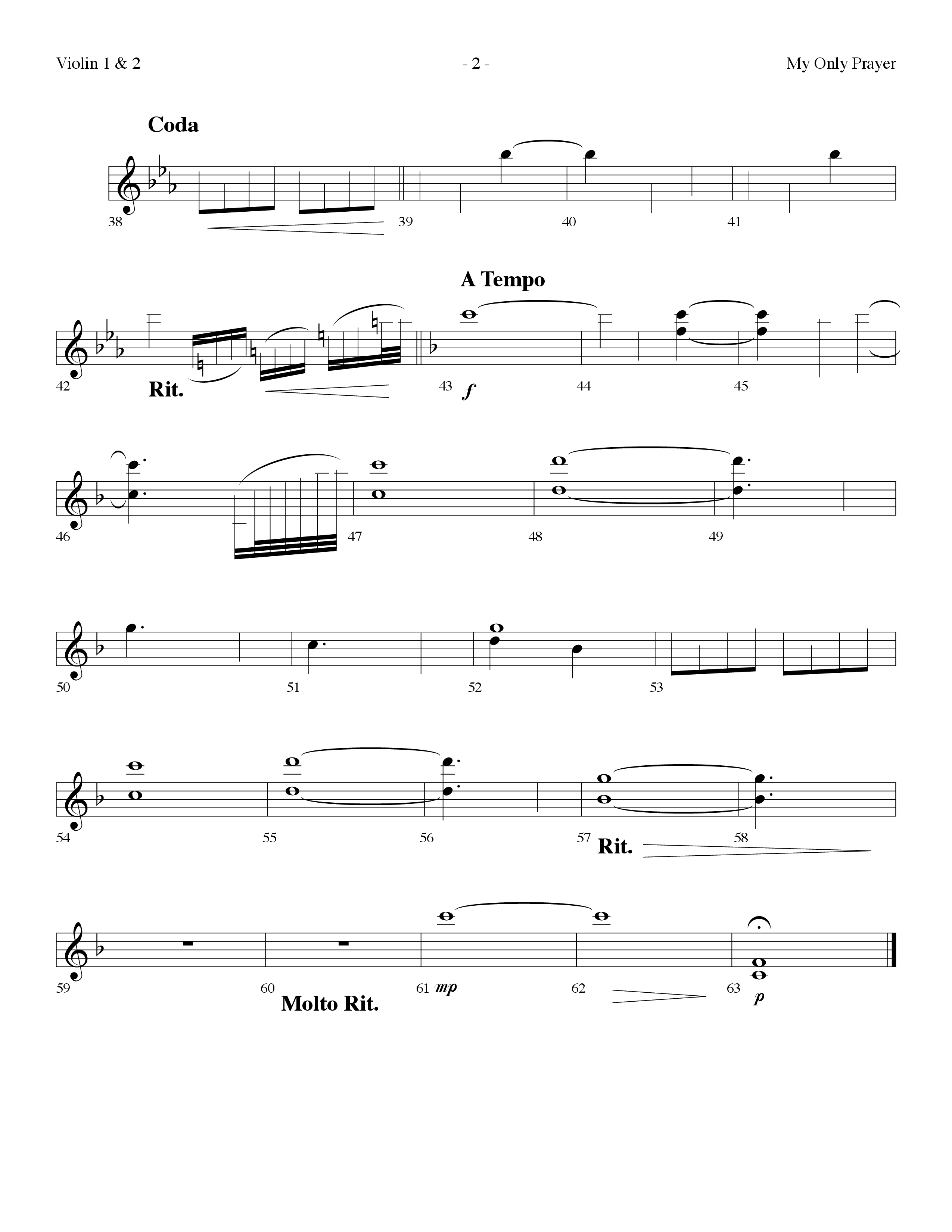 My Only Prayer (Choral Anthem SATB) Violin 1/2 (Lifeway Choral / Arr. Dennis Allen)