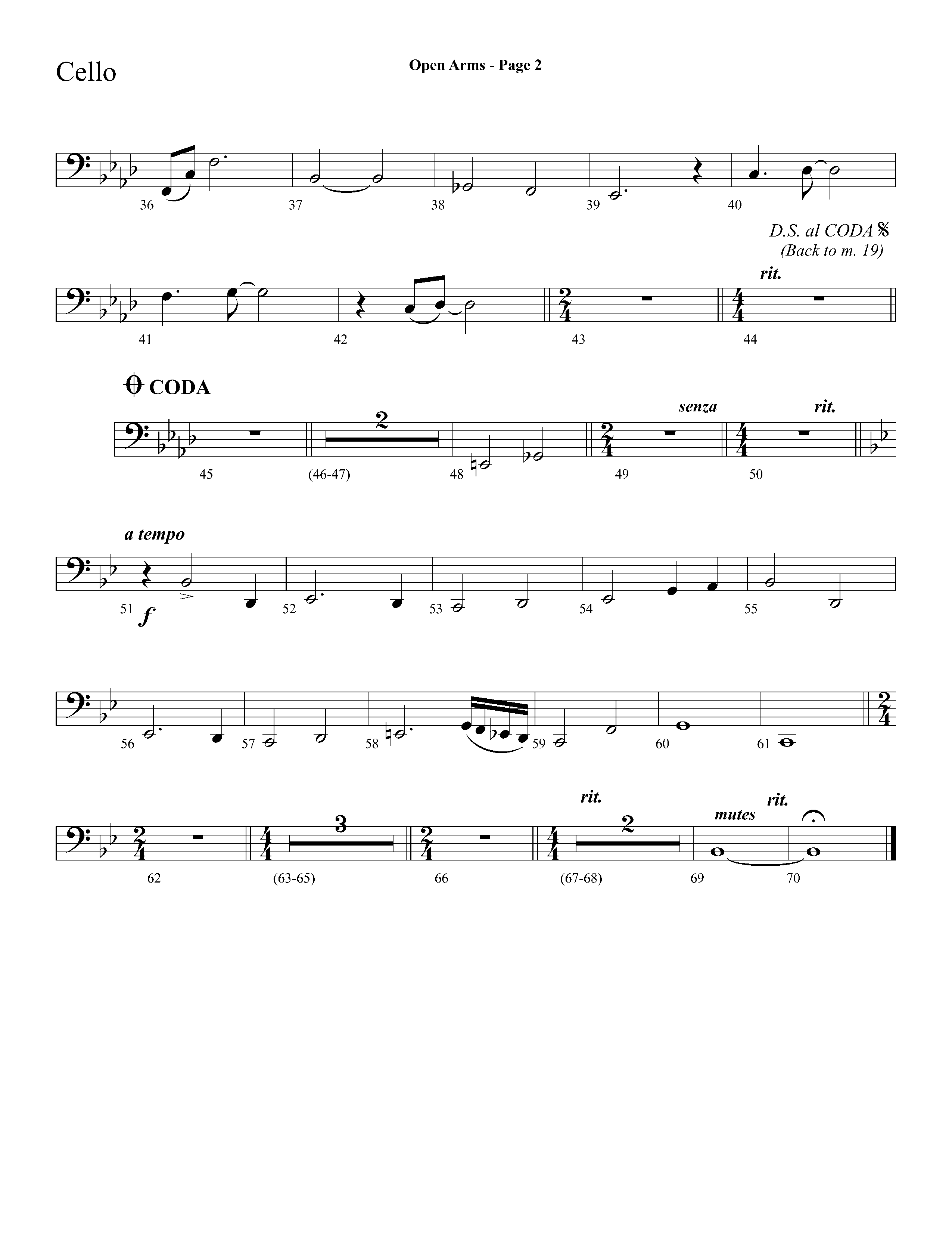 Open Arms (Choral Anthem SATB) Cello (Lifeway Choral / Arr. Dave Williamson)