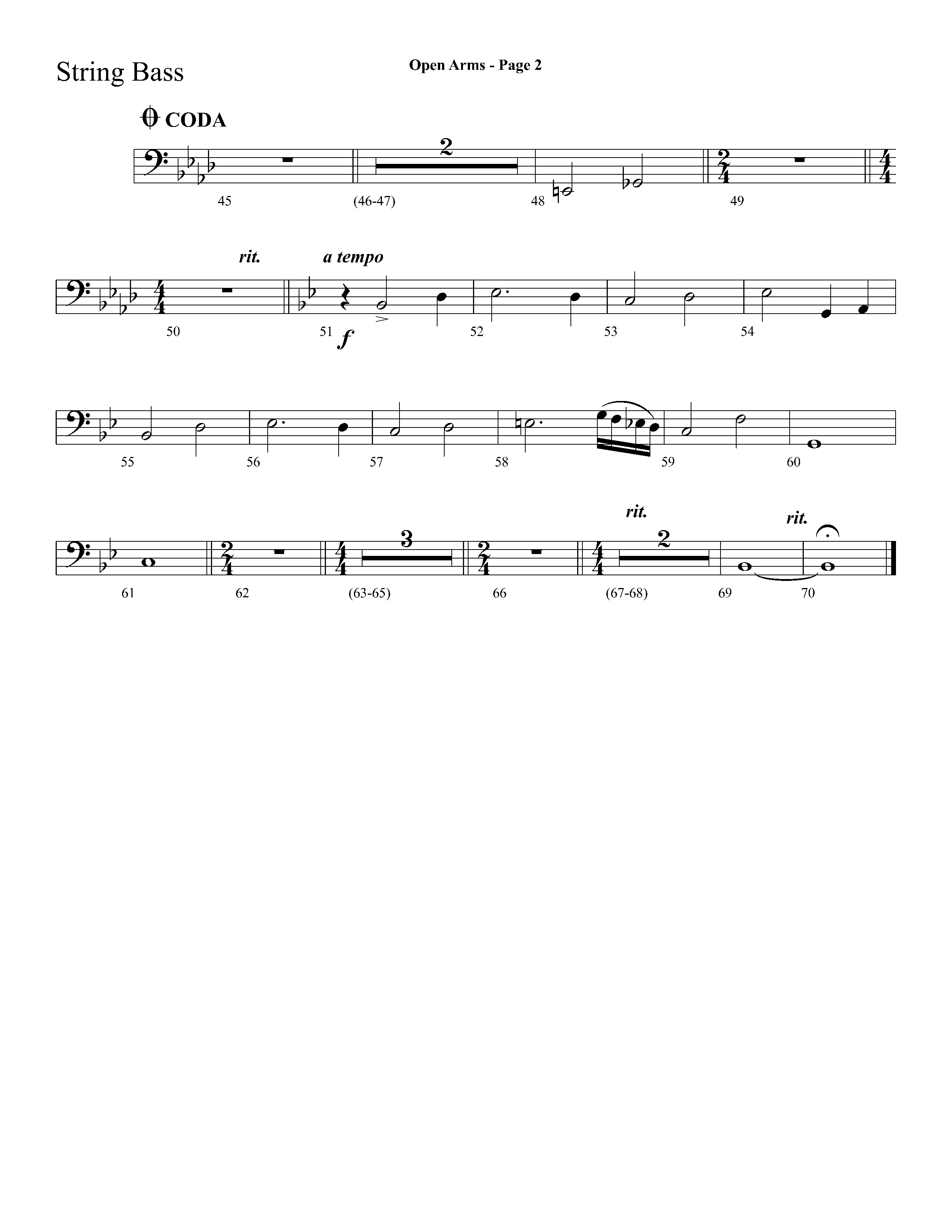 Open Arms (Choral Anthem SATB) String Bass (Lifeway Choral / Arr. Dave Williamson)