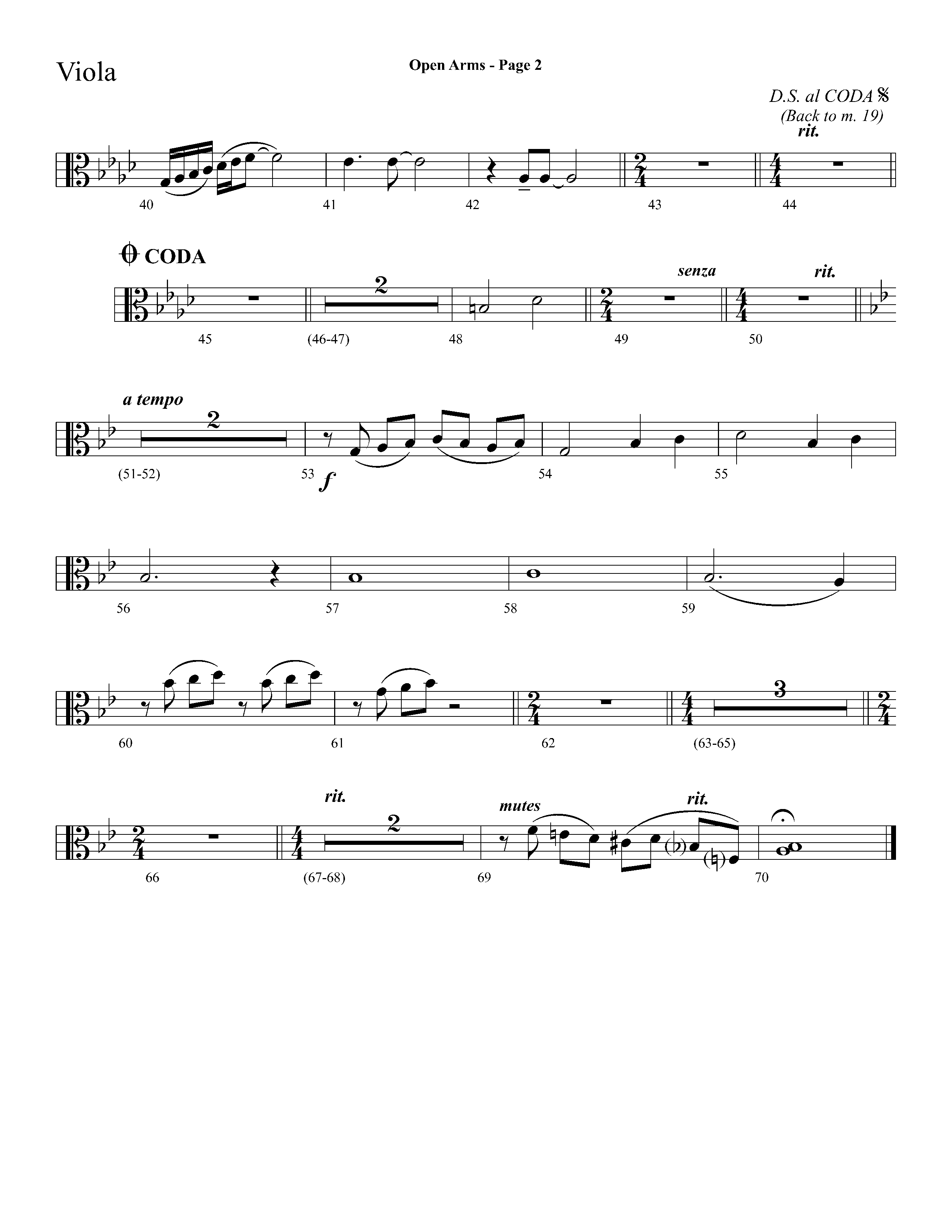 Open Arms (Choral Anthem SATB) Viola (Lifeway Choral / Arr. Dave Williamson)