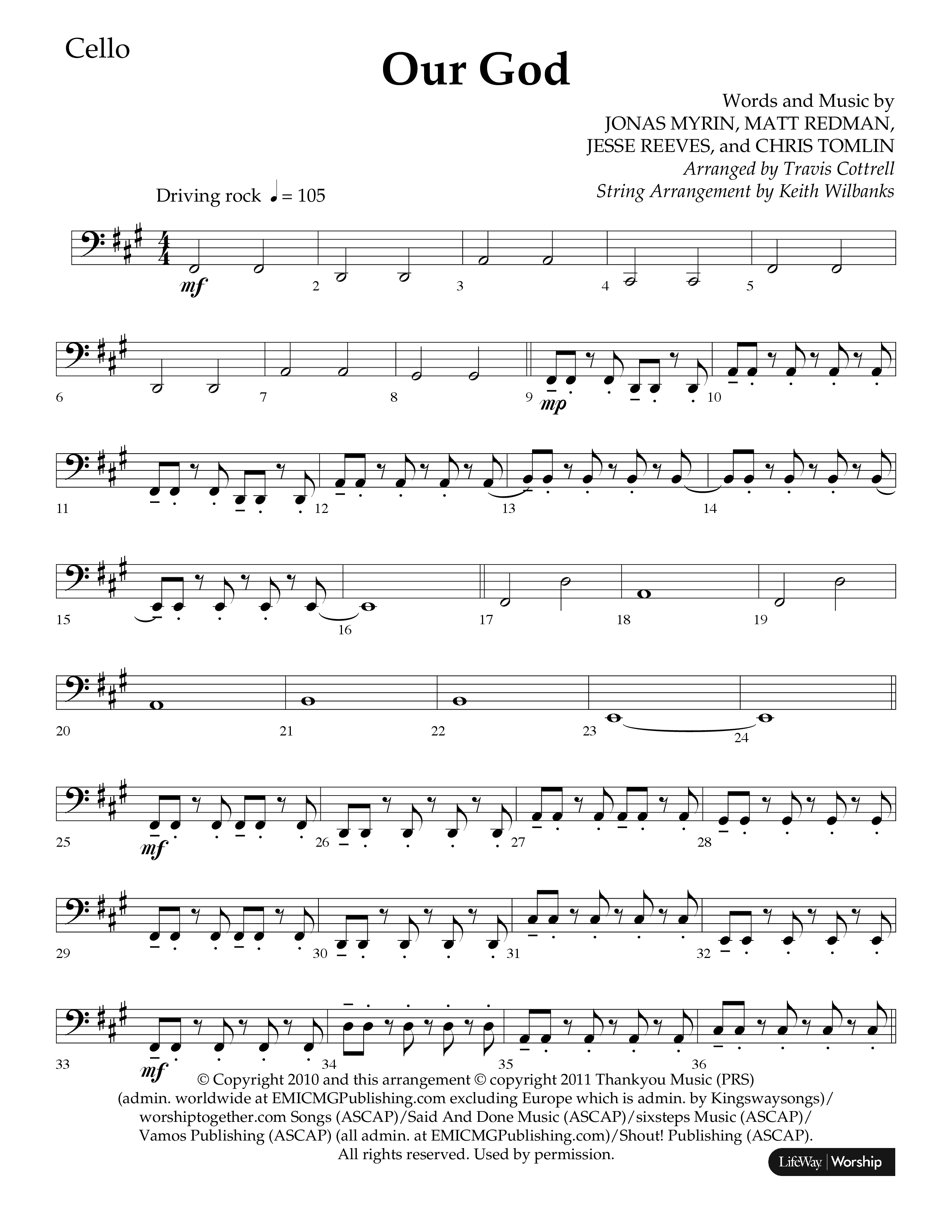 Our God (Choral Anthem SATB) Cello (Lifeway Choral / Arr. Travis Cottrell / Arr. Keith Wilbanks)