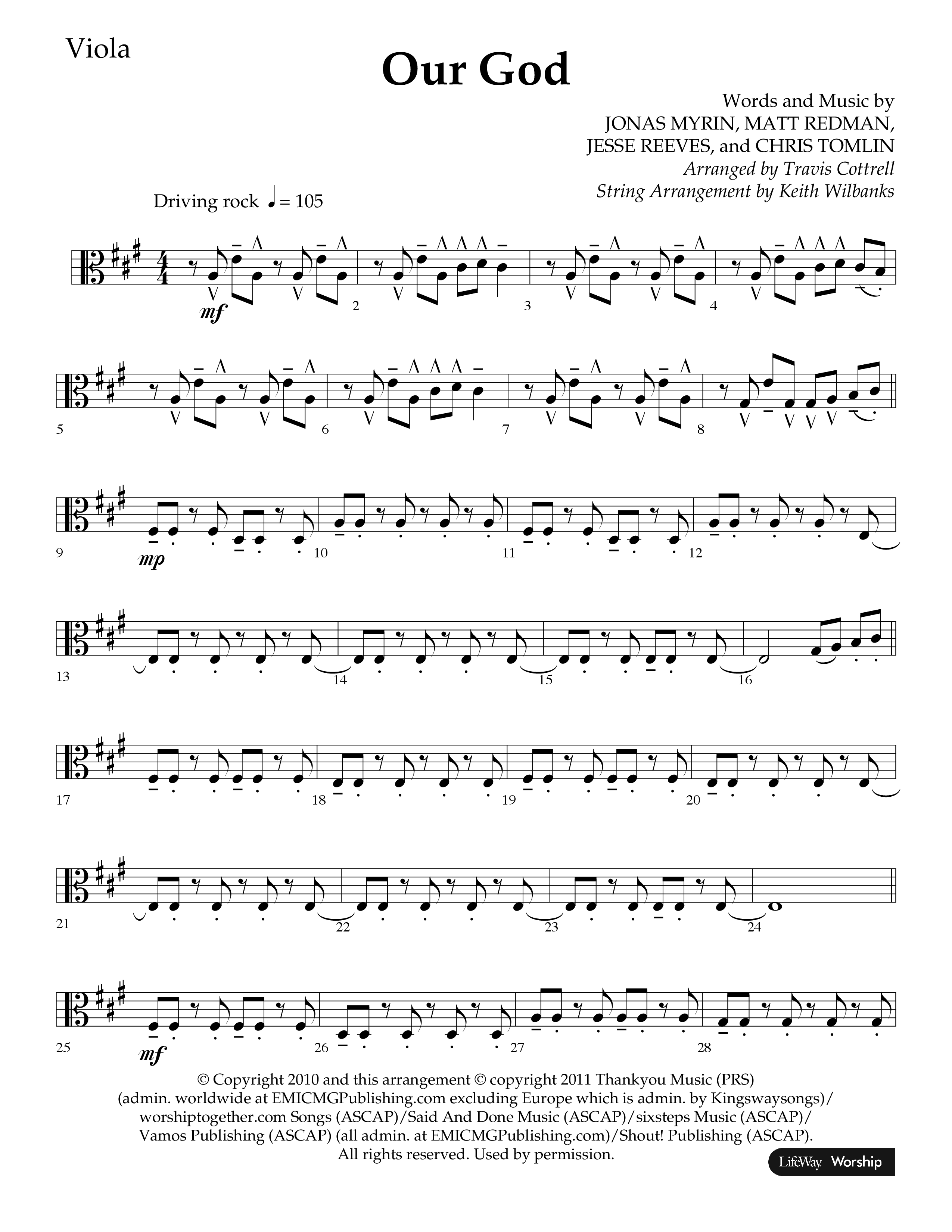 Our God (Choral Anthem SATB) Viola (Lifeway Choral / Arr. Travis Cottrell / Arr. Keith Wilbanks)