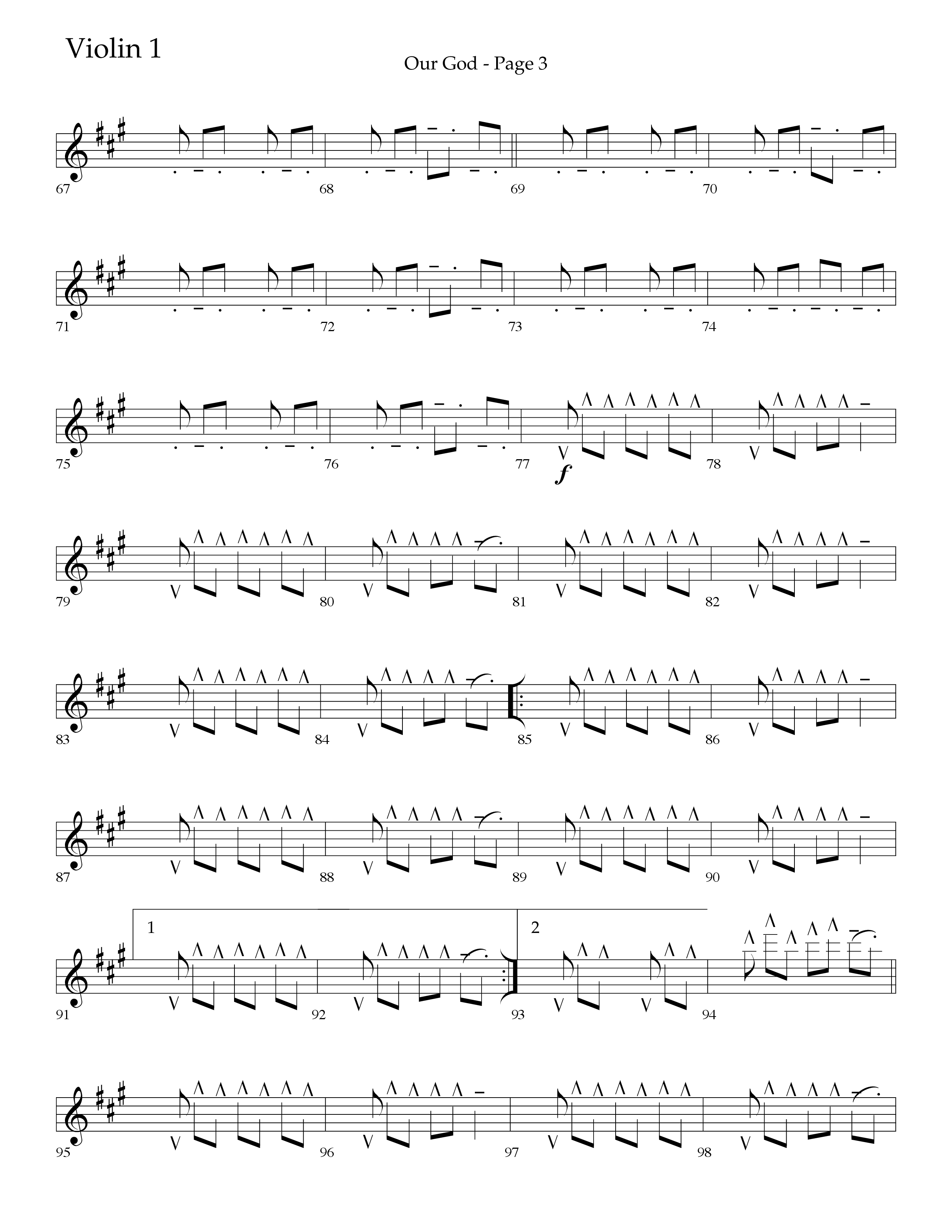 Our God (Choral Anthem SATB) Violin 1 (Lifeway Choral / Arr. Travis Cottrell / Arr. Keith Wilbanks)