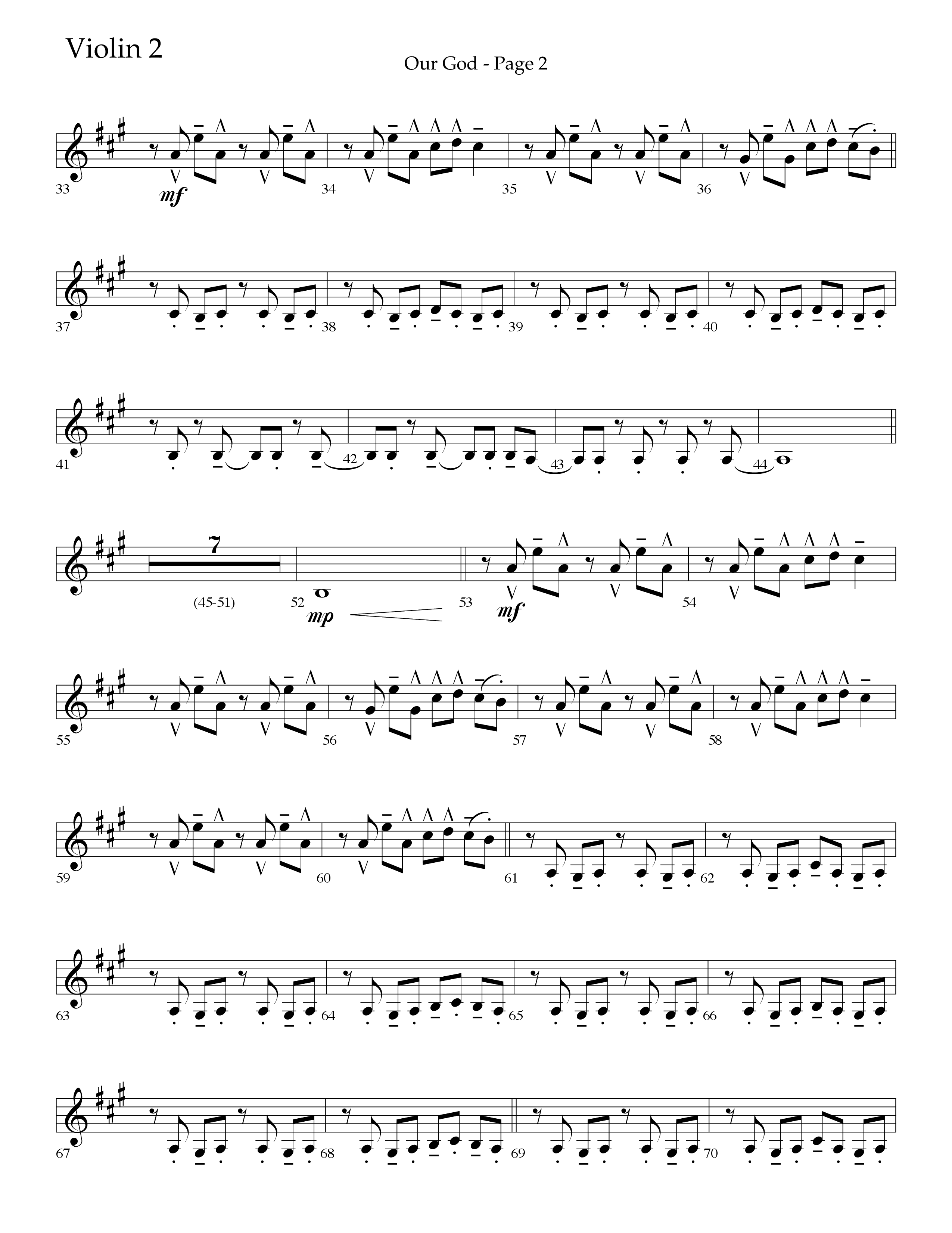 Our God (Choral Anthem SATB) Violin 2 (Lifeway Choral / Arr. Travis Cottrell / Arr. Keith Wilbanks)