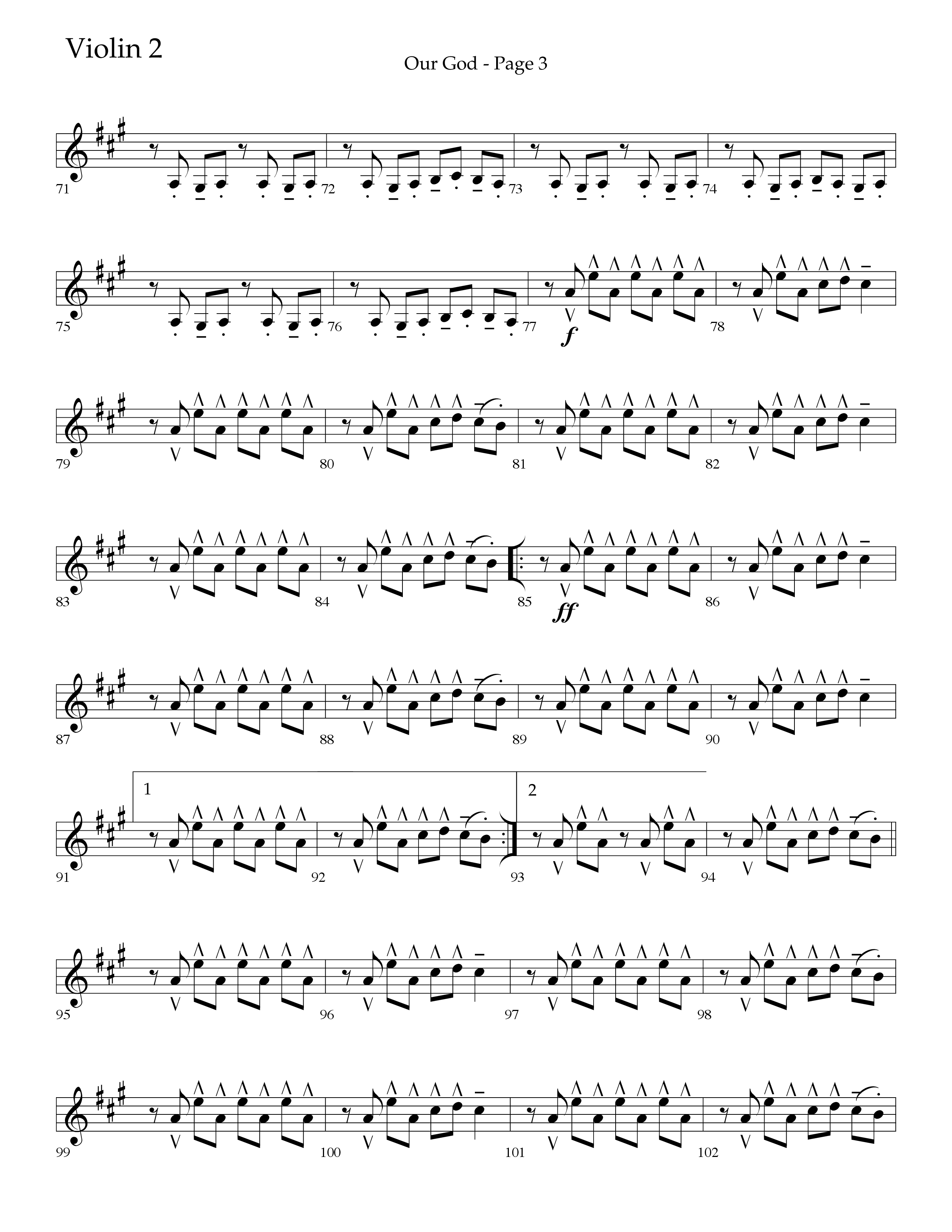 Our God (Choral Anthem SATB) Violin 2 (Lifeway Choral / Arr. Travis Cottrell / Arr. Keith Wilbanks)