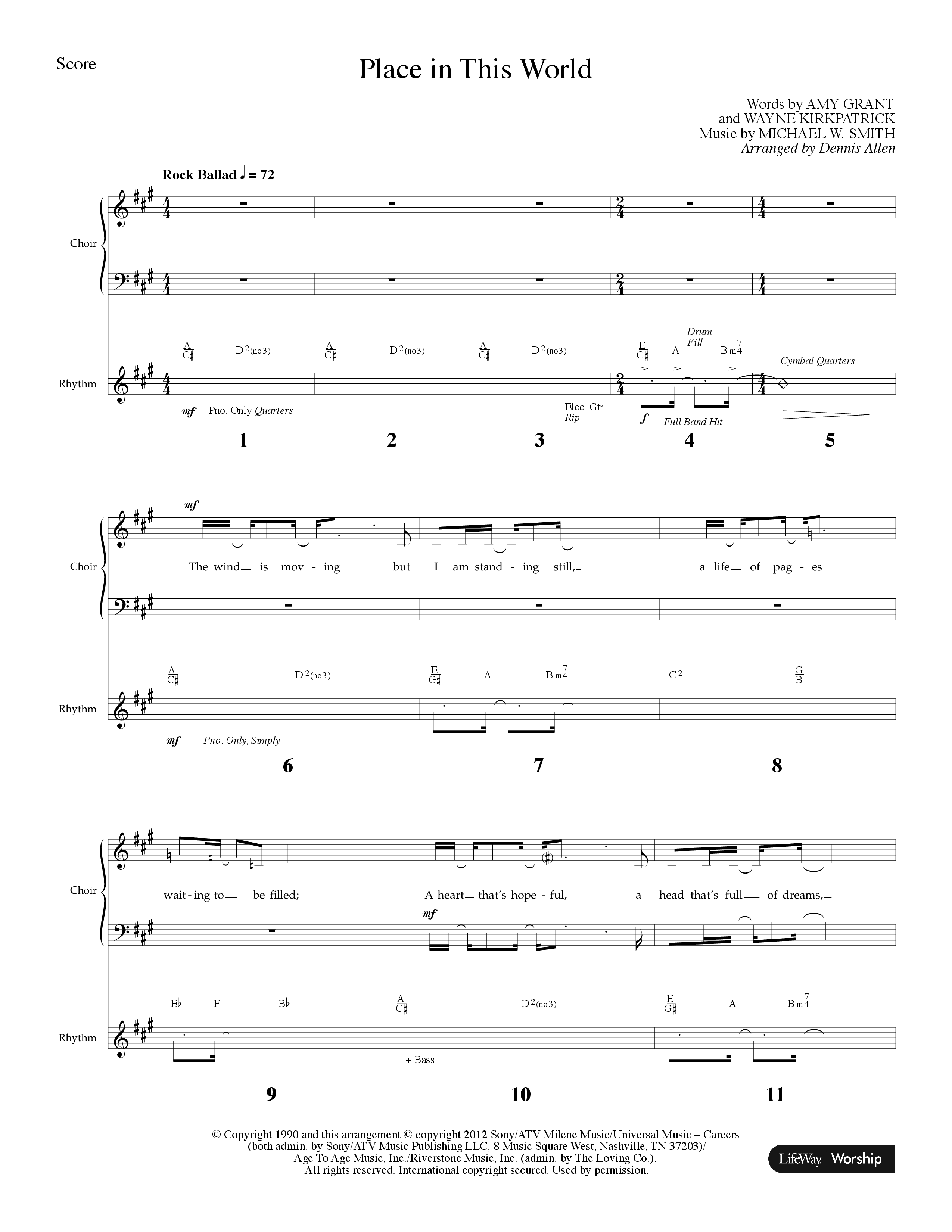 Place In This World (Choral Anthem SATB) Lead Melody & Rhythm (Lifeway Choral / Arr. Dennis Allen)