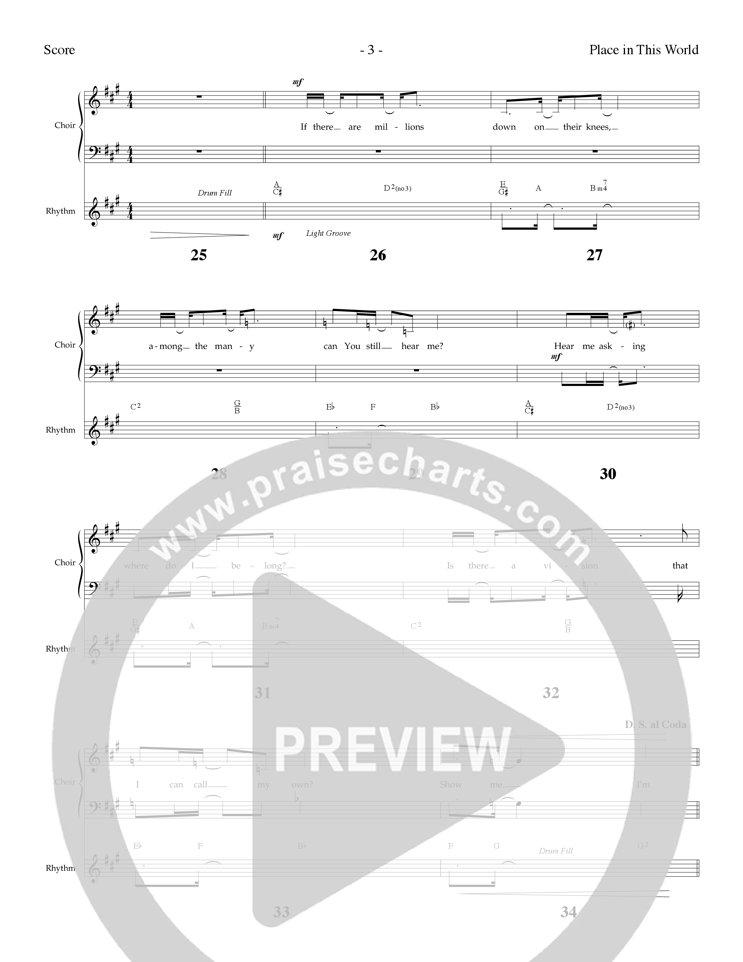 Place In This World (Choral Anthem SATB) Lead Melody & Rhythm (Lifeway Choral / Arr. Dennis Allen)