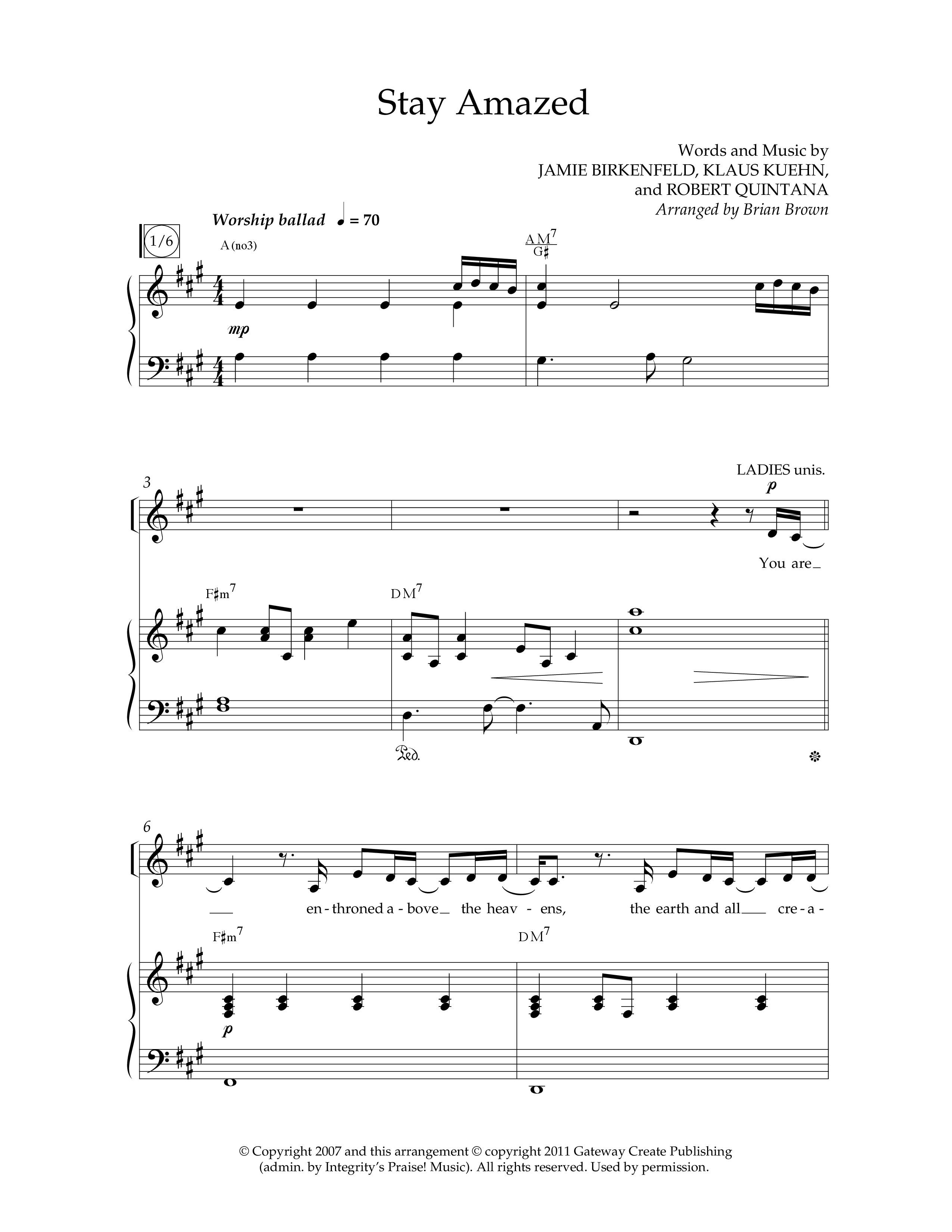 Stay Amazed (Choral Anthem SATB) Anthem (SATB/Piano) (Lifeway Choral / Arr. Brian Brown)