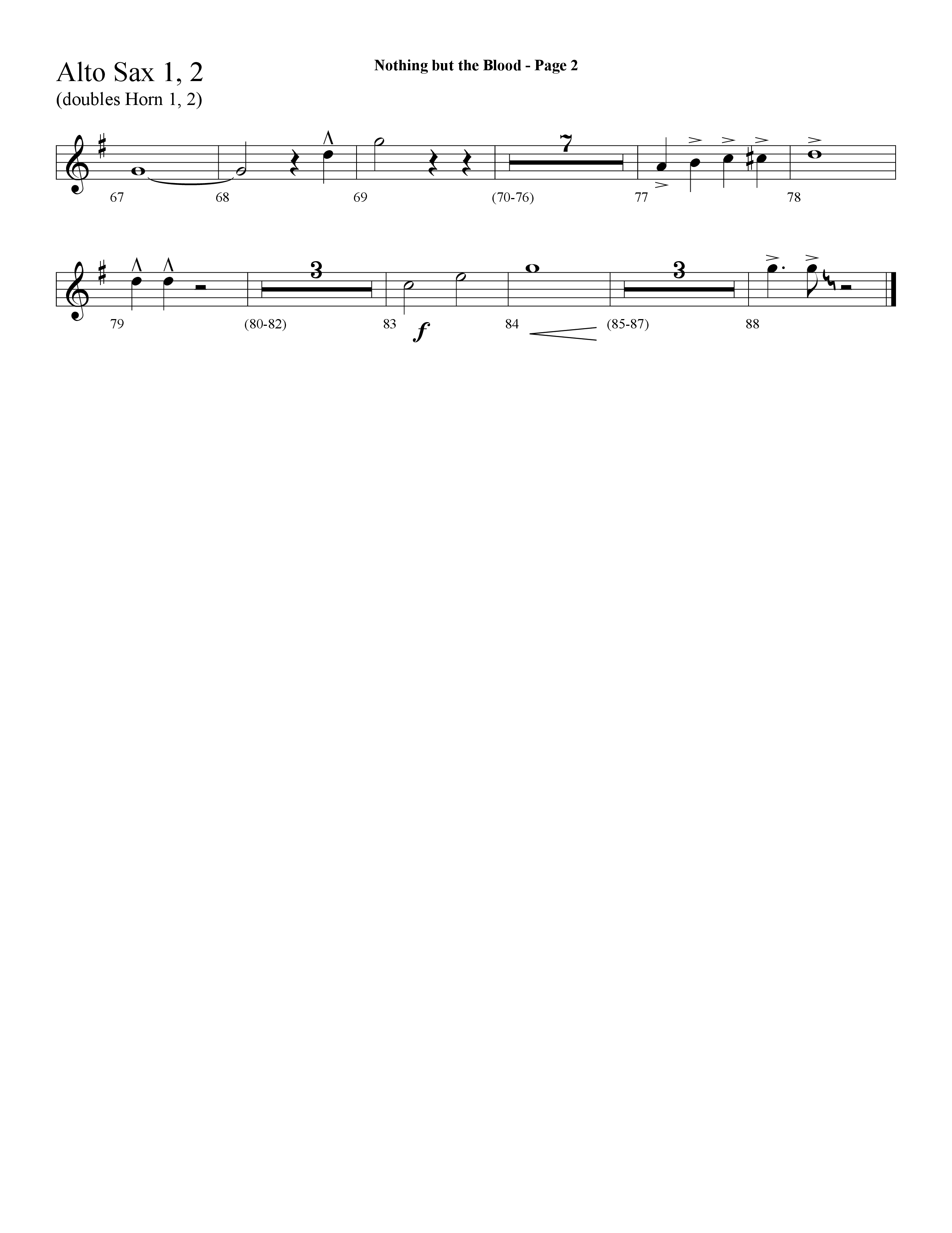 Nothing But The Blood (with Are You Washed In The Blood, There Is Power In The Blood) (Choral Anthem SATB) Alto Sax 1/2 (Lifeway Choral / Arr. Dave Williamson)