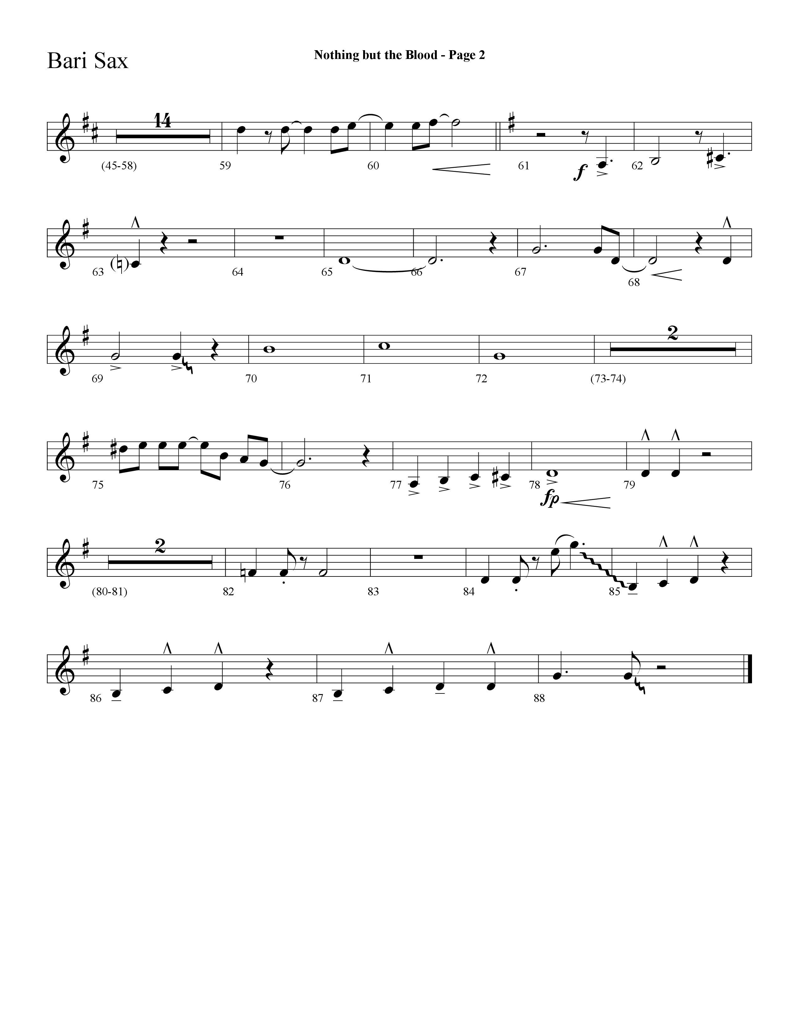 Nothing But The Blood (with Are You Washed In The Blood, There Is Power In The Blood) (Choral Anthem SATB) Bari Sax (Lifeway Choral / Arr. Dave Williamson)