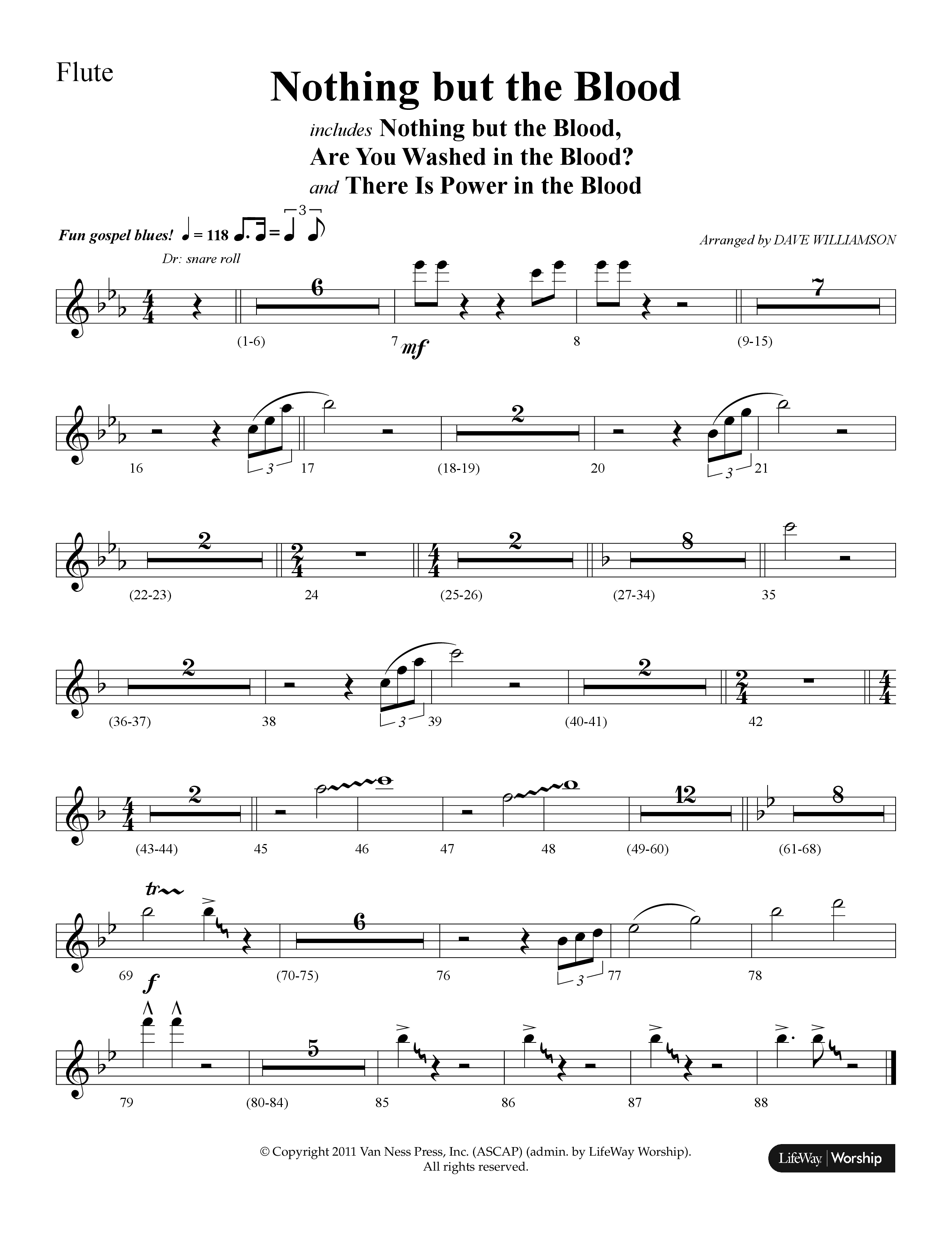 Nothing But The Blood (with Are You Washed In The Blood, There Is Power In The Blood) (Choral Anthem SATB) Flute (Lifeway Choral / Arr. Dave Williamson)
