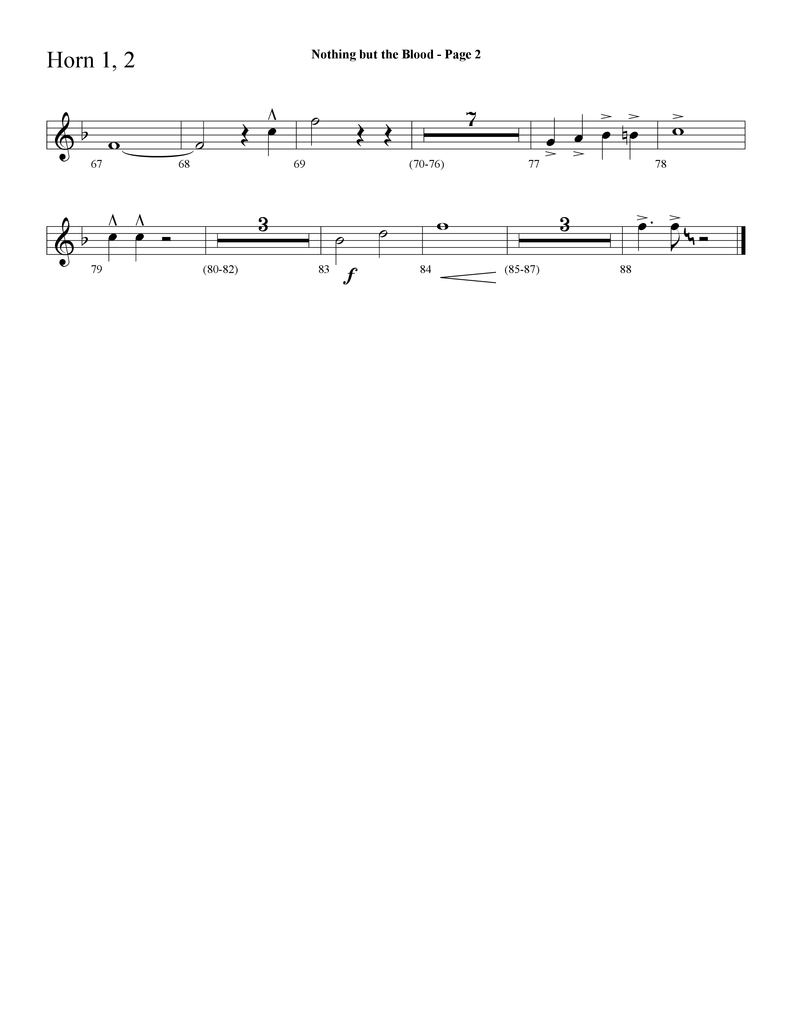 Nothing But The Blood (with Are You Washed In The Blood, There Is Power In The Blood) (Choral Anthem SATB) French Horn 1/2 (Lifeway Choral / Arr. Dave Williamson)