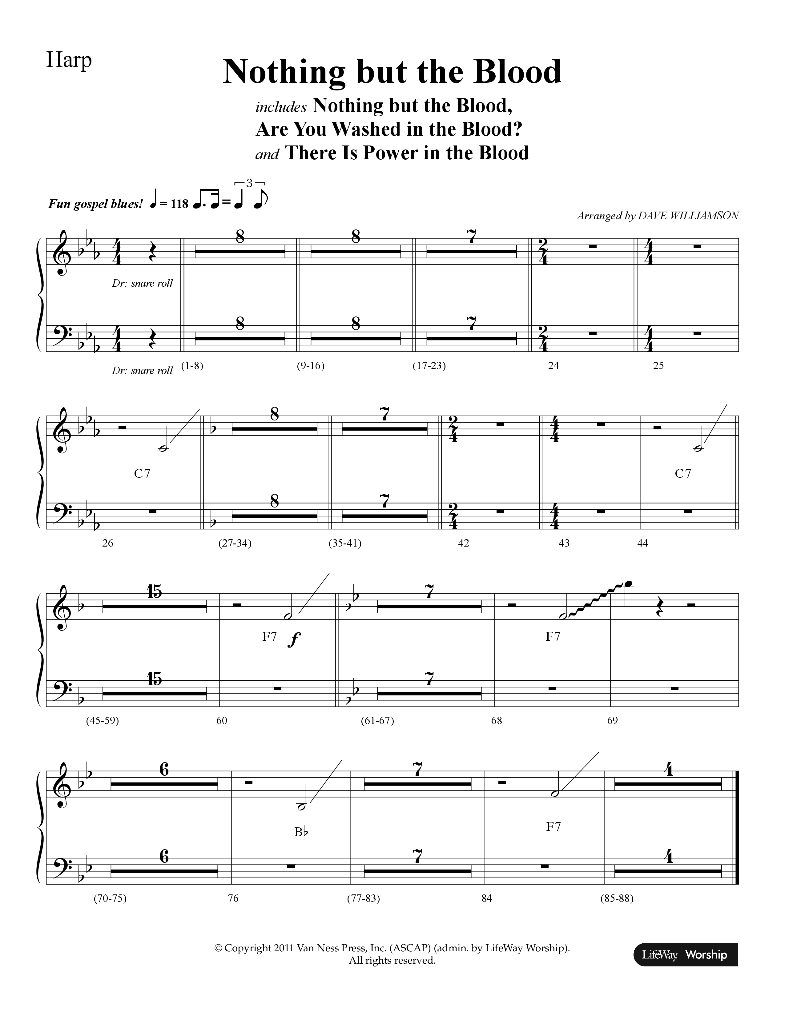 Nothing But The Blood (with Are You Washed In The Blood, There Is Power In The Blood) (Choral Anthem SATB) Harp (Lifeway Choral / Arr. Dave Williamson)