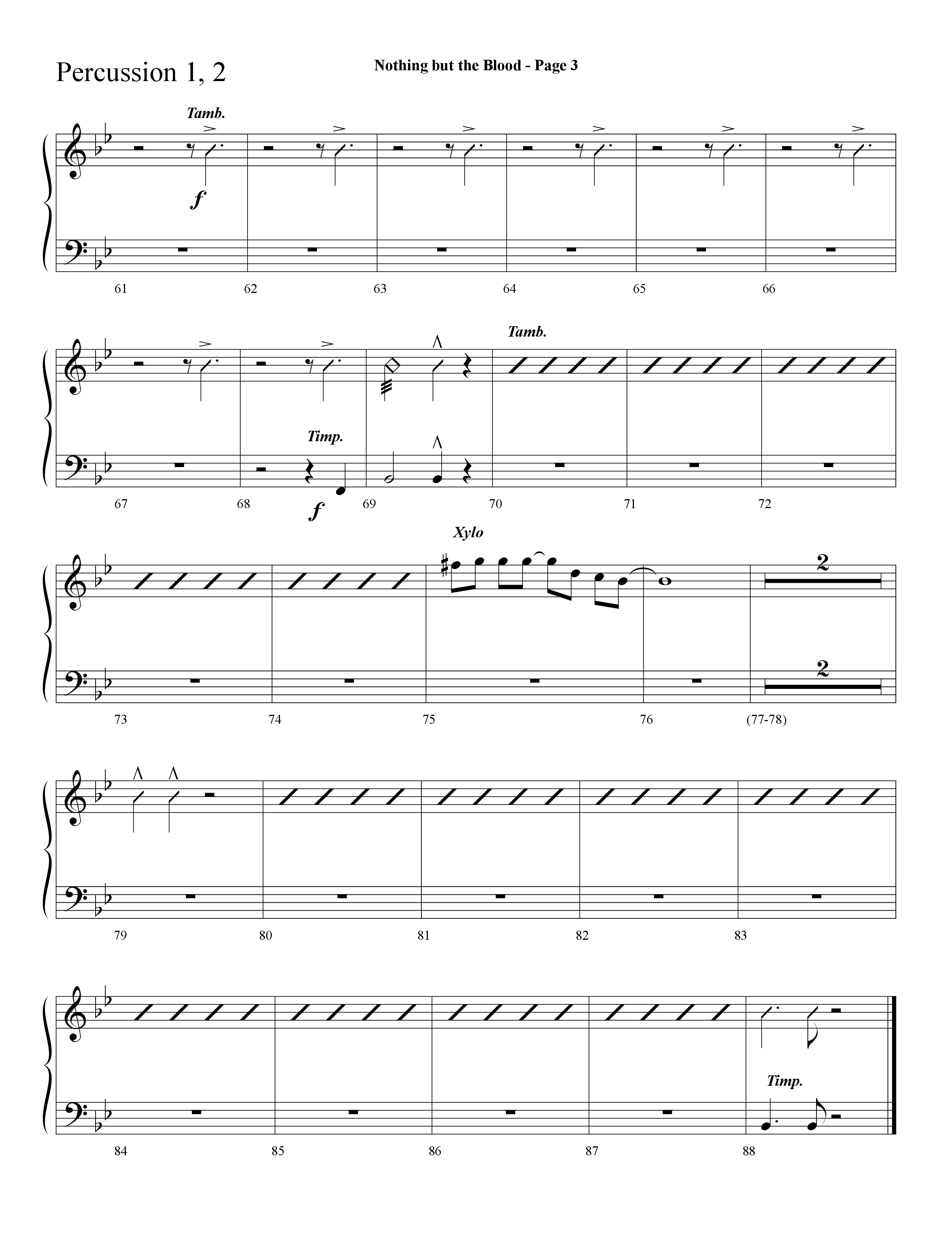 Nothing But The Blood (with Are You Washed In The Blood, There Is Power In The Blood) (Choral Anthem SATB) Percussion 1/2 (Lifeway Choral / Arr. Dave Williamson)
