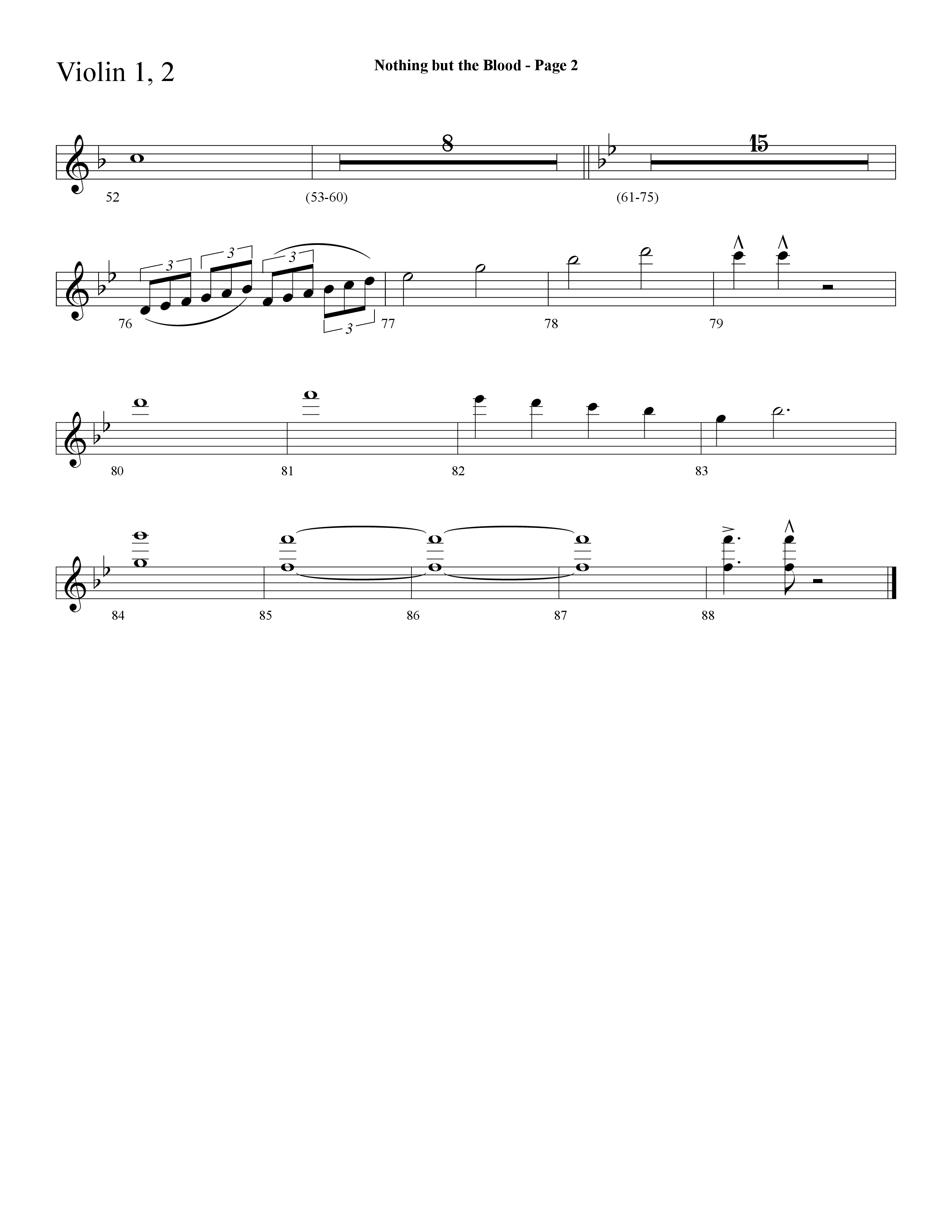 Nothing But The Blood (with Are You Washed In The Blood, There Is Power In The Blood) (Choral Anthem SATB) Violin 1/2 (Lifeway Choral / Arr. Dave Williamson)