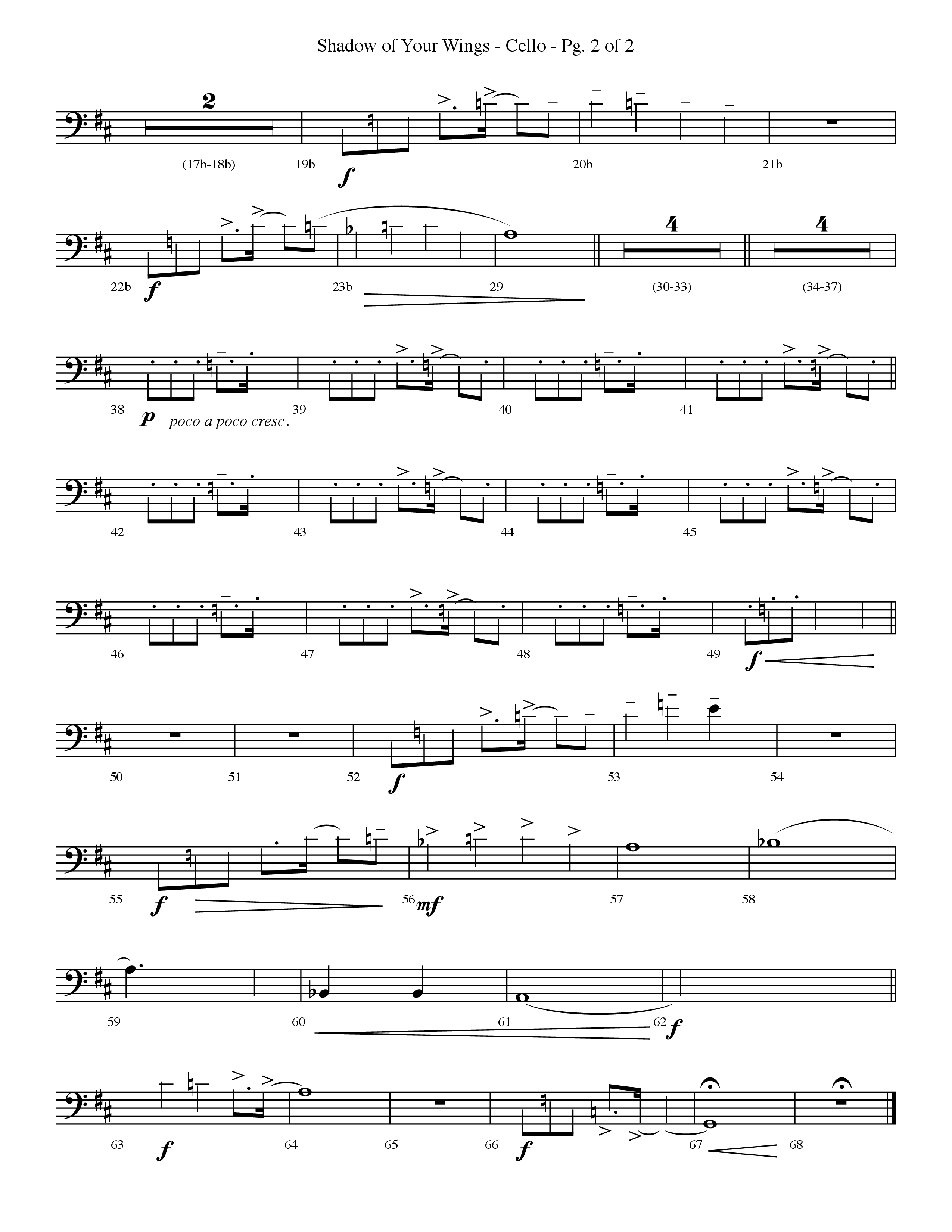 Shadow Of Your Wings (Choral Anthem SATB) Cello (Lifeway Choral / Arr. Travis Cottrell / Orch. Phillip Keveren)