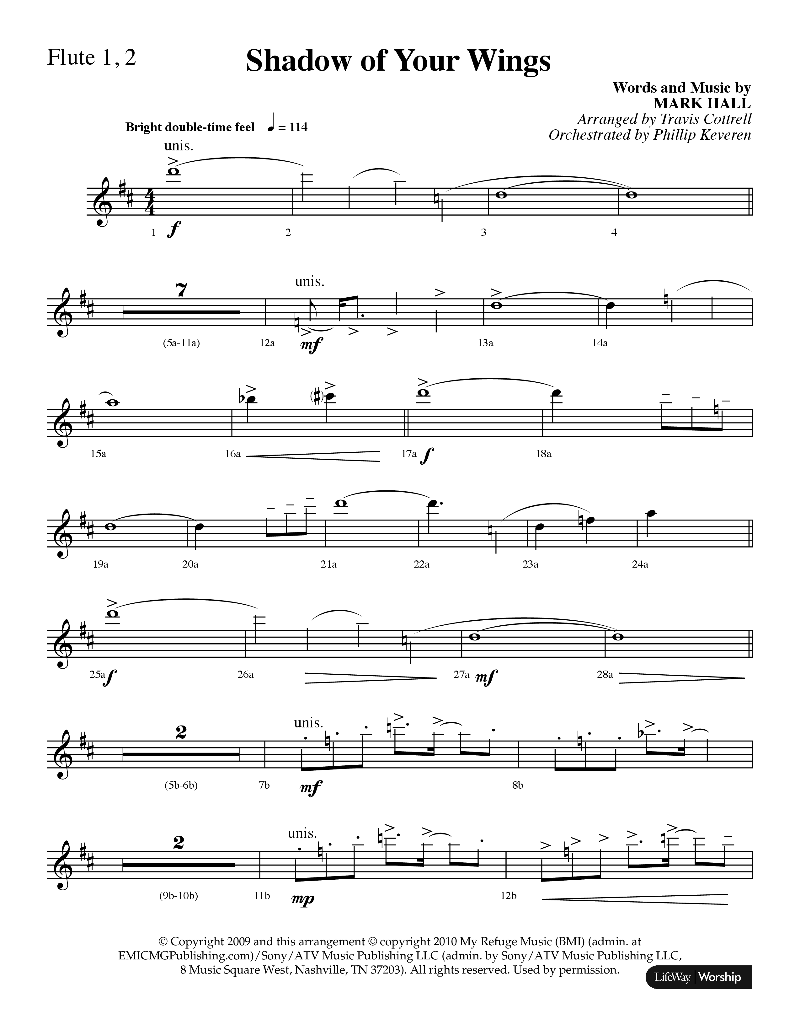 Shadow Of Your Wings (Choral Anthem SATB) Flute 1/2 (Lifeway Choral / Arr. Travis Cottrell / Orch. Phillip Keveren)