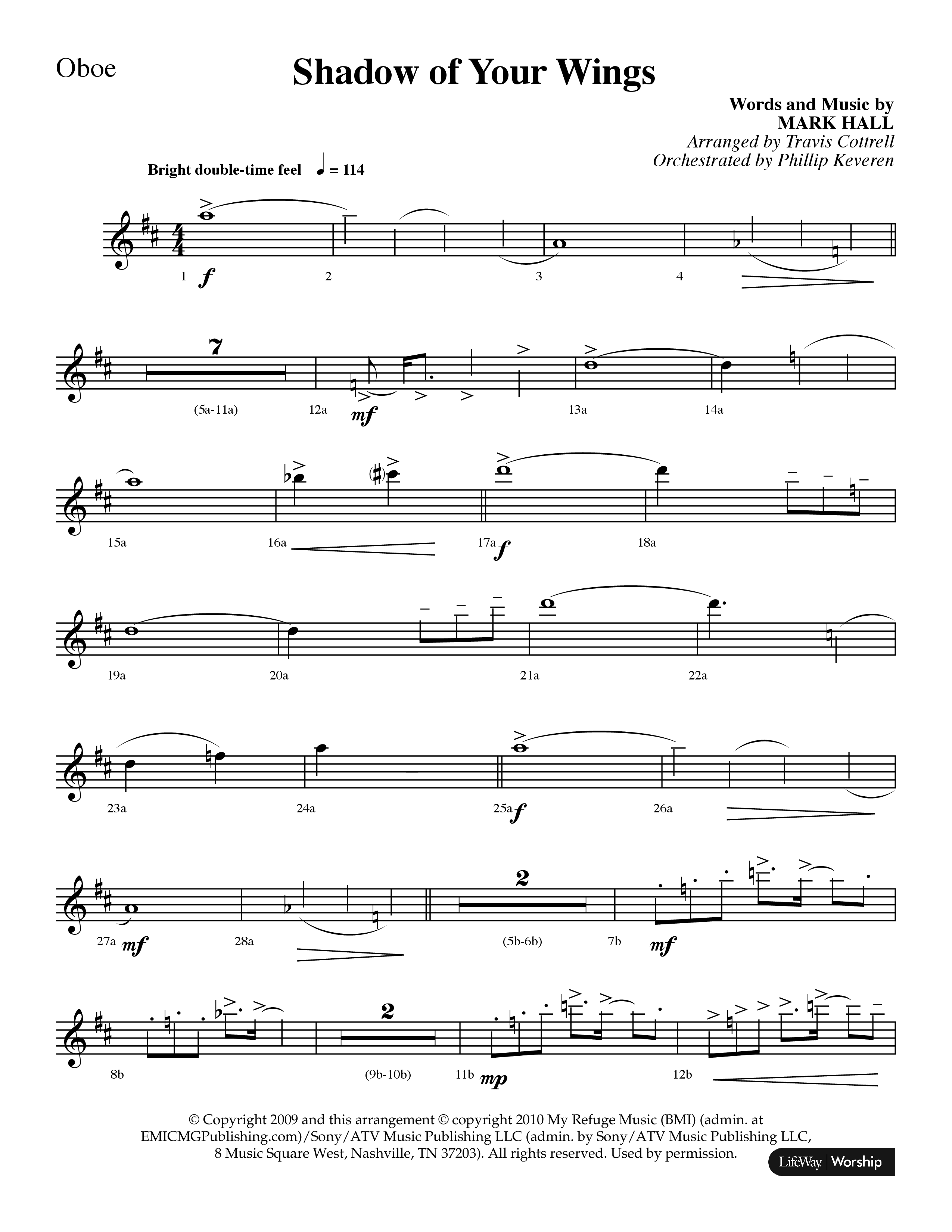Shadow Of Your Wings (Choral Anthem SATB) Oboe (Lifeway Choral / Arr. Travis Cottrell / Orch. Phillip Keveren)