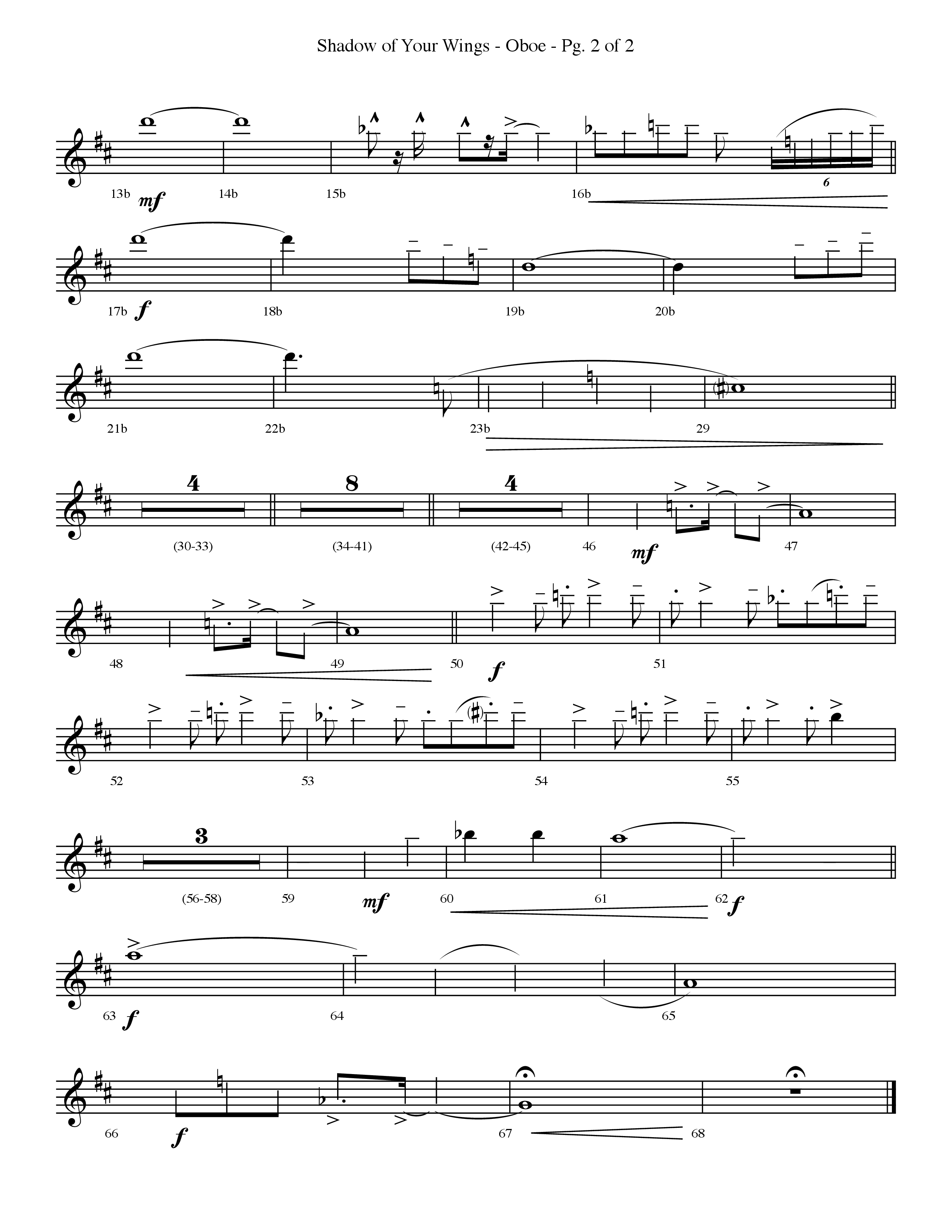 Shadow Of Your Wings (Choral Anthem SATB) Oboe (Lifeway Choral / Arr. Travis Cottrell / Orch. Phillip Keveren)