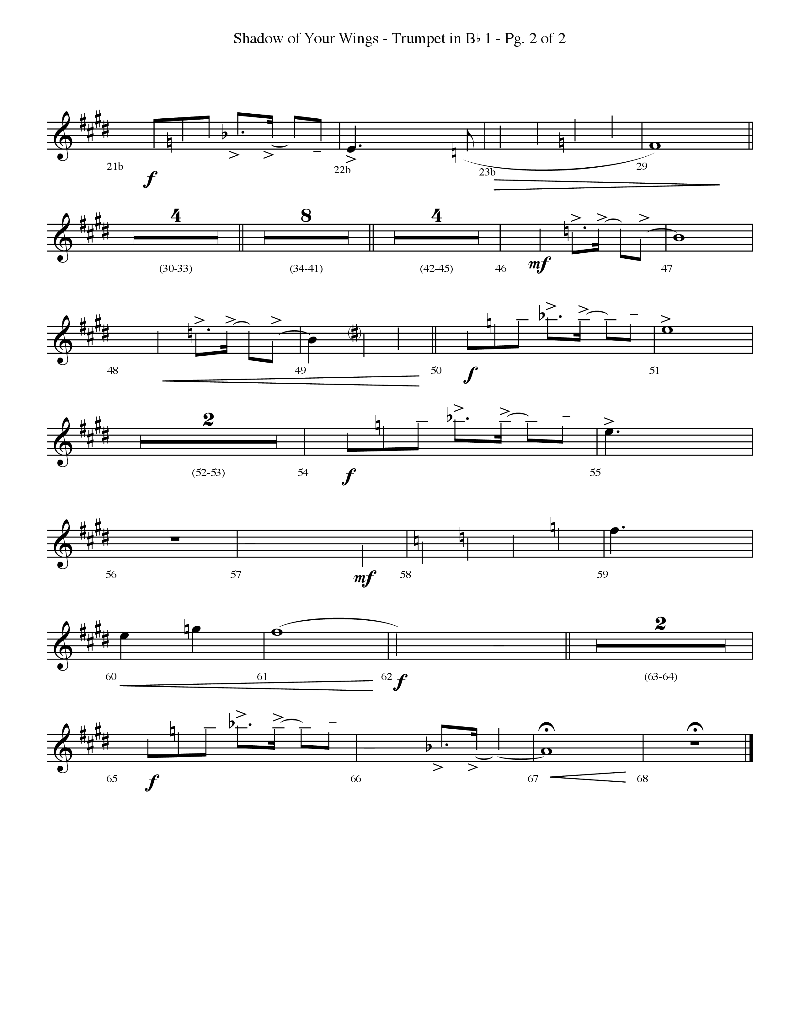 Shadow Of Your Wings (Choral Anthem SATB) Trumpet 1 (Lifeway Choral / Arr. Travis Cottrell / Orch. Phillip Keveren)